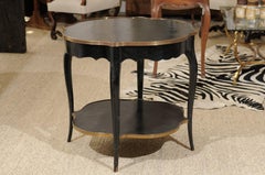1920s Napoleon III Style Quatrefoil Black-Painted Accent Table with Gilt Accents