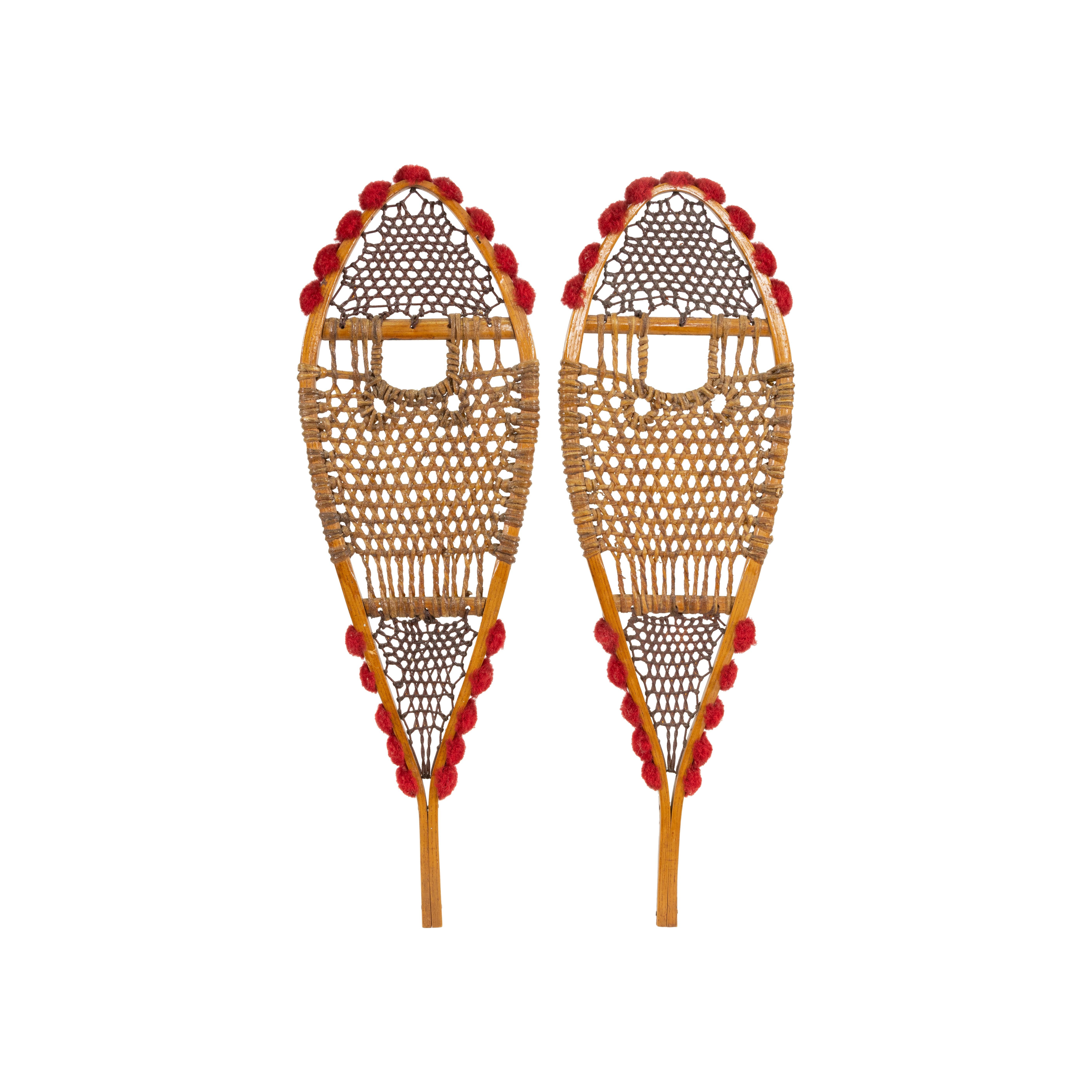 Hand-Crafted 1920s Native American Ojibwe Sample Snowshoes