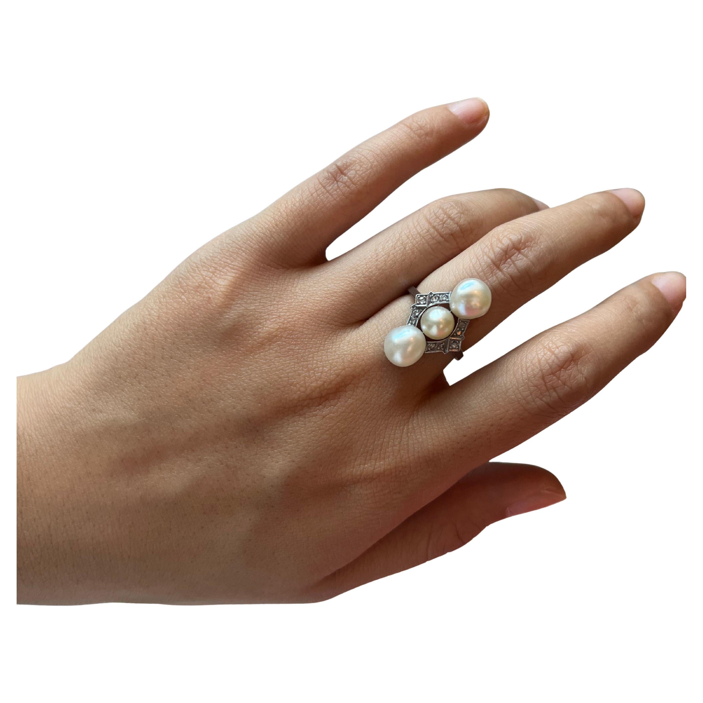 1920s Natural Pearl and Diamond Ring – CISGEM Certified For Sale