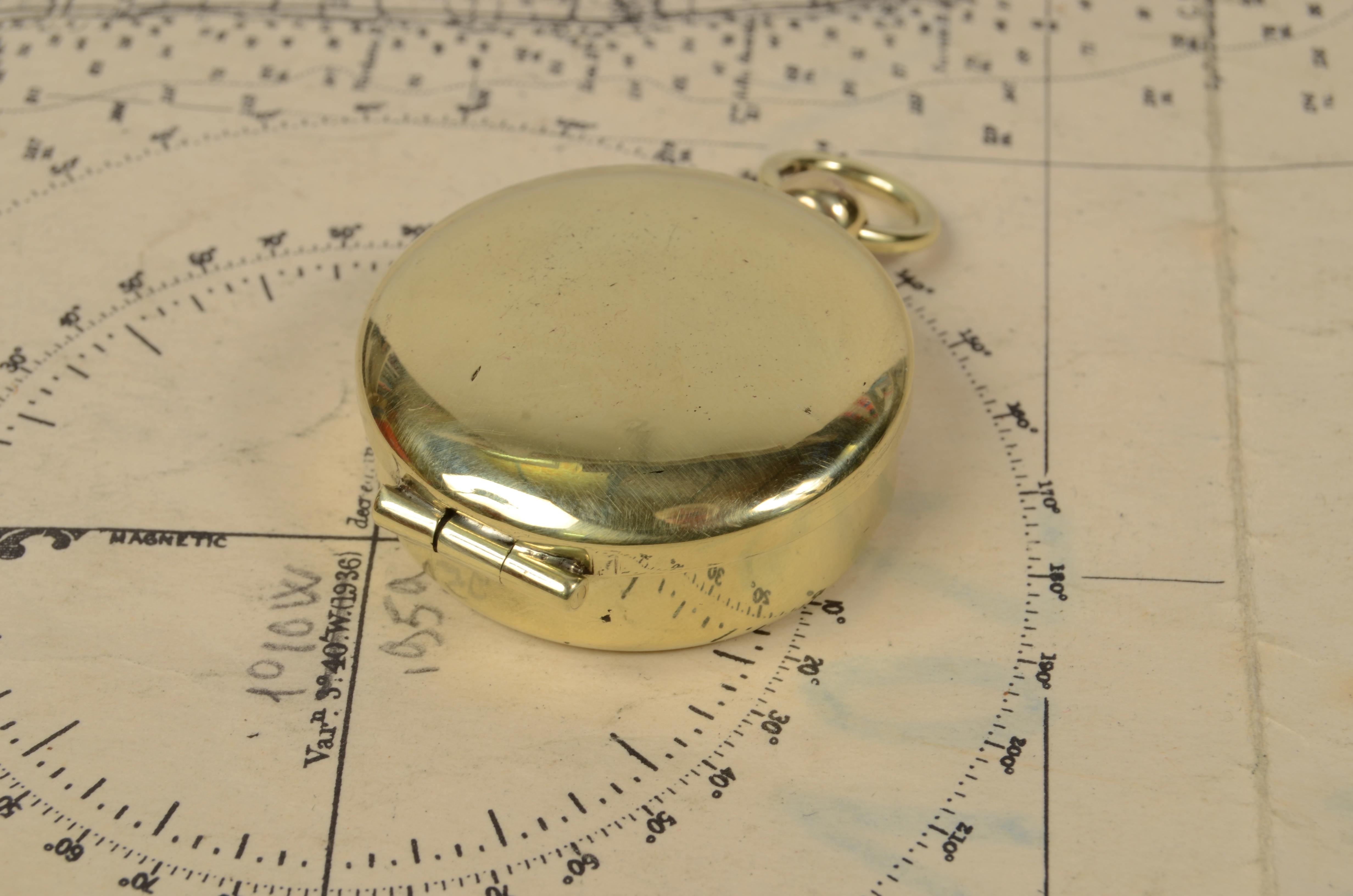 1920s Nautical English Magnetic Brass Compass Antique Marine Navigation Tool 6