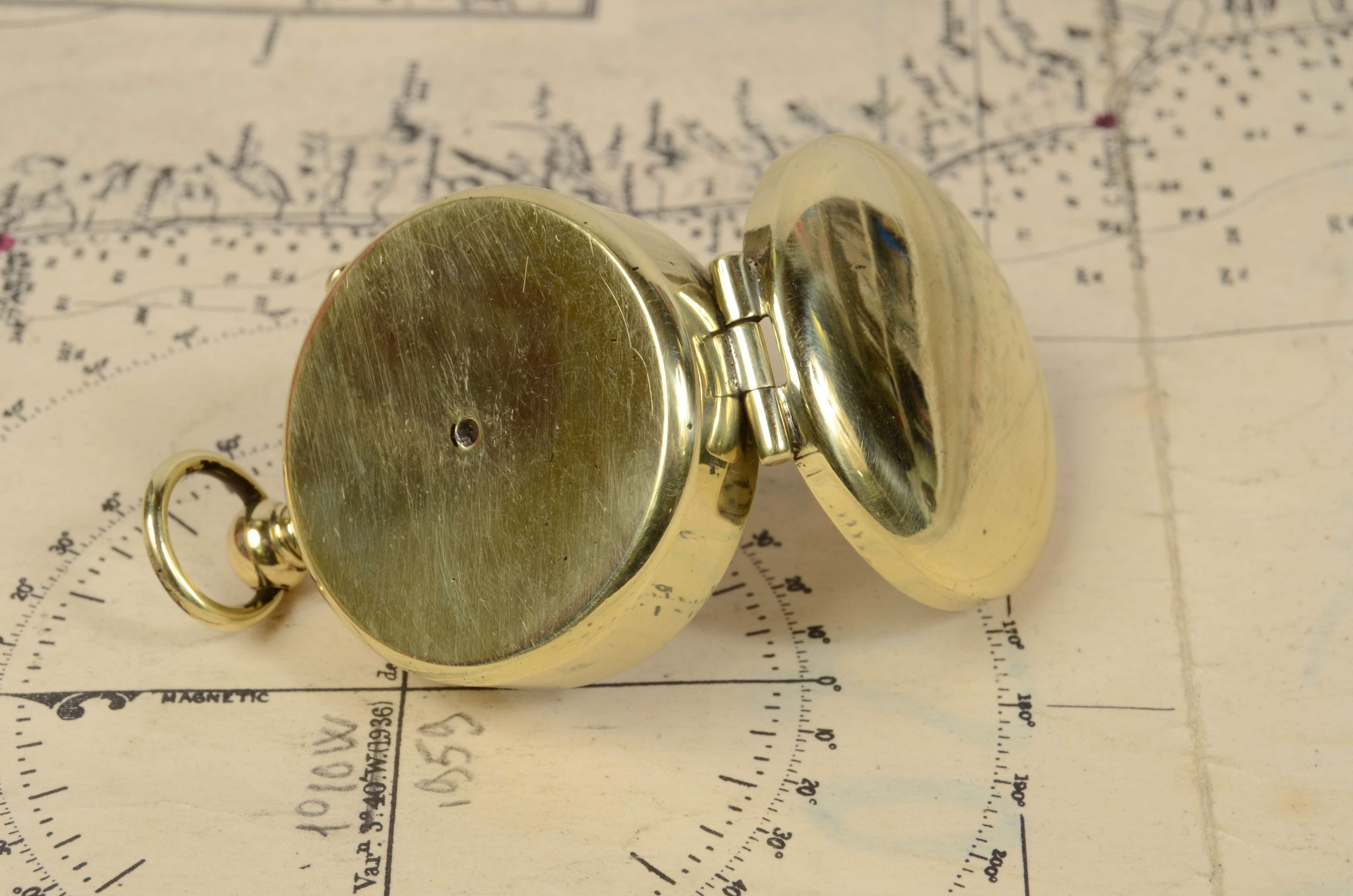 1920s Nautical English Magnetic Brass Compass Antique Marine Navigation Tool 4