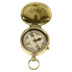 1920s Nautical English Magnetic Brass Compass Used Marine Navigation Tool