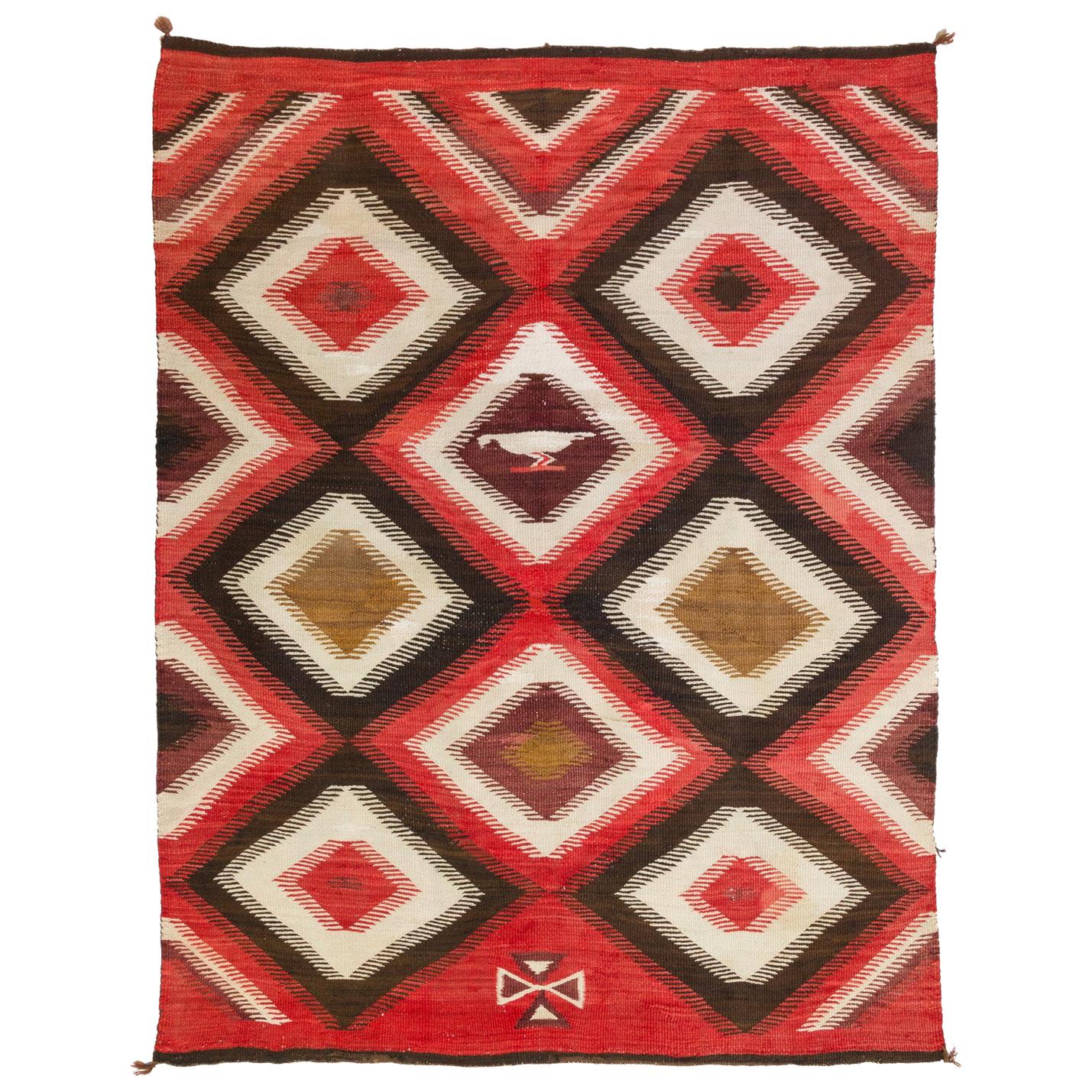 1920s Navajo Transitional Pictorial Blanket For Sale