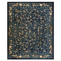 1920s Navy Blue Allover Floral Antique Chinese Peking Rug 12
3

x15
5

 Carpet