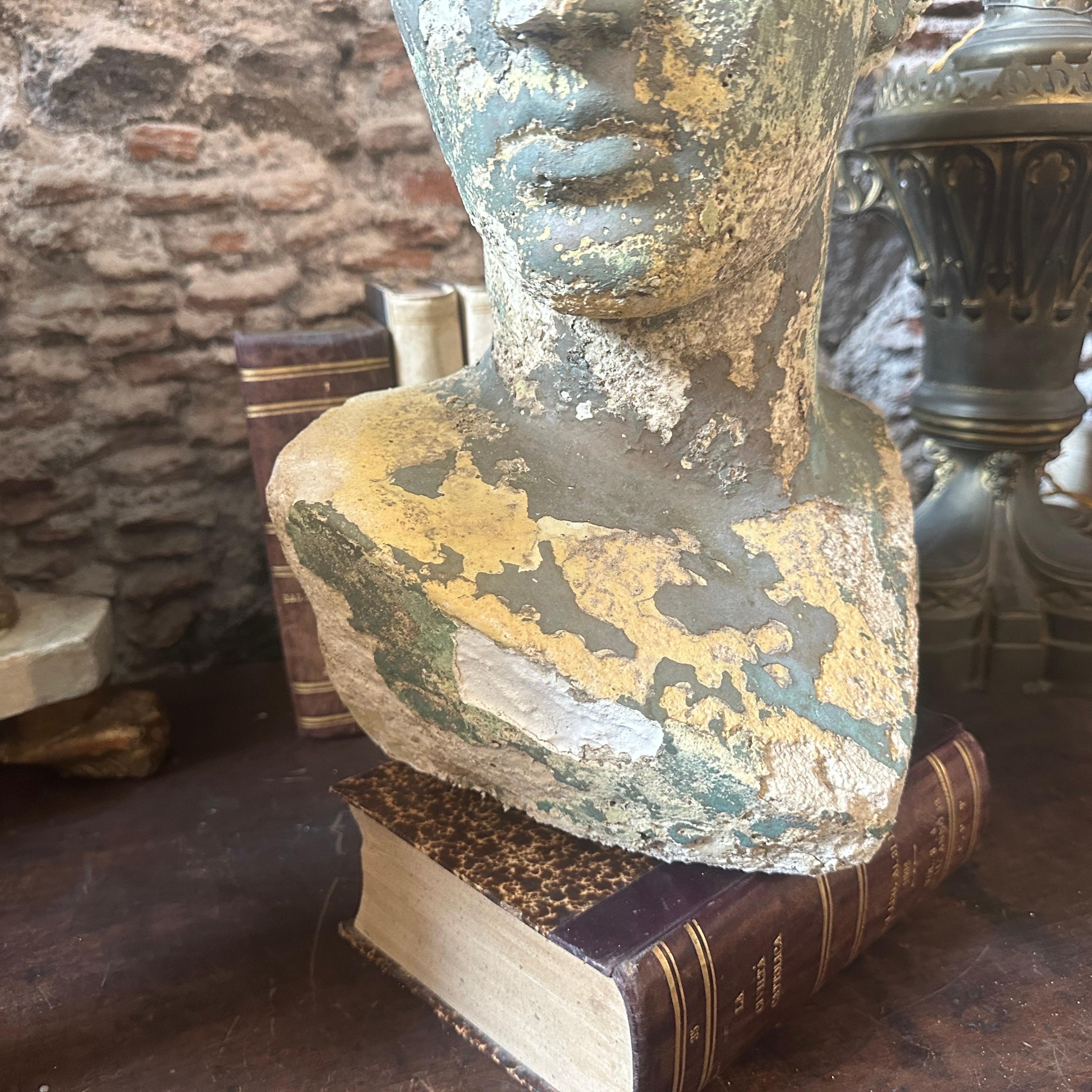 1920s Neo Classical School study Italian Plaster Bust of Minerva 7