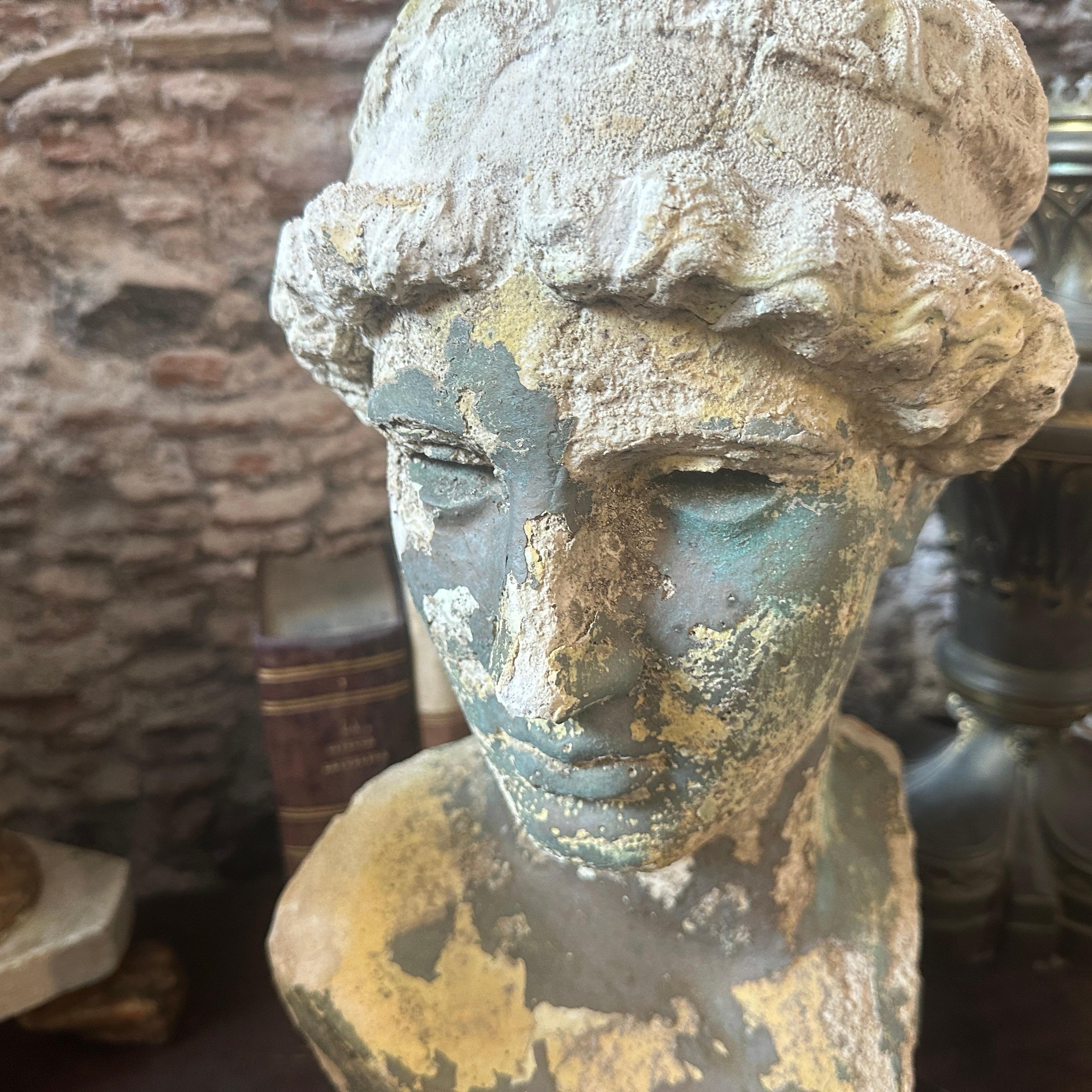 1920s Neo Classical School study Italian Plaster Bust of Minerva 9