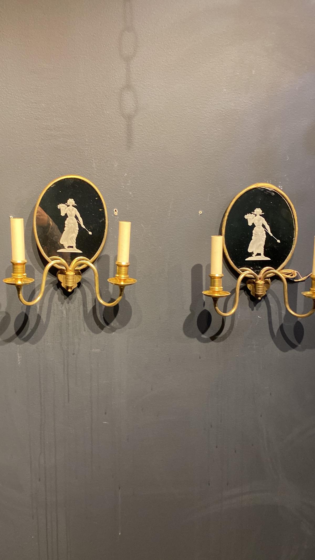 1920's Neoclassic Caldwell Mirror Sconces In Good Condition For Sale In New York, NY