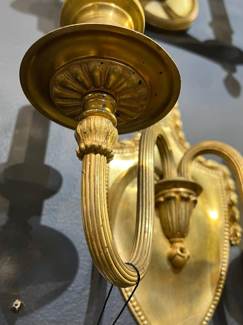 Neoclassical 1920's Neoclassic Style Gilt Bronze Sconces For Sale