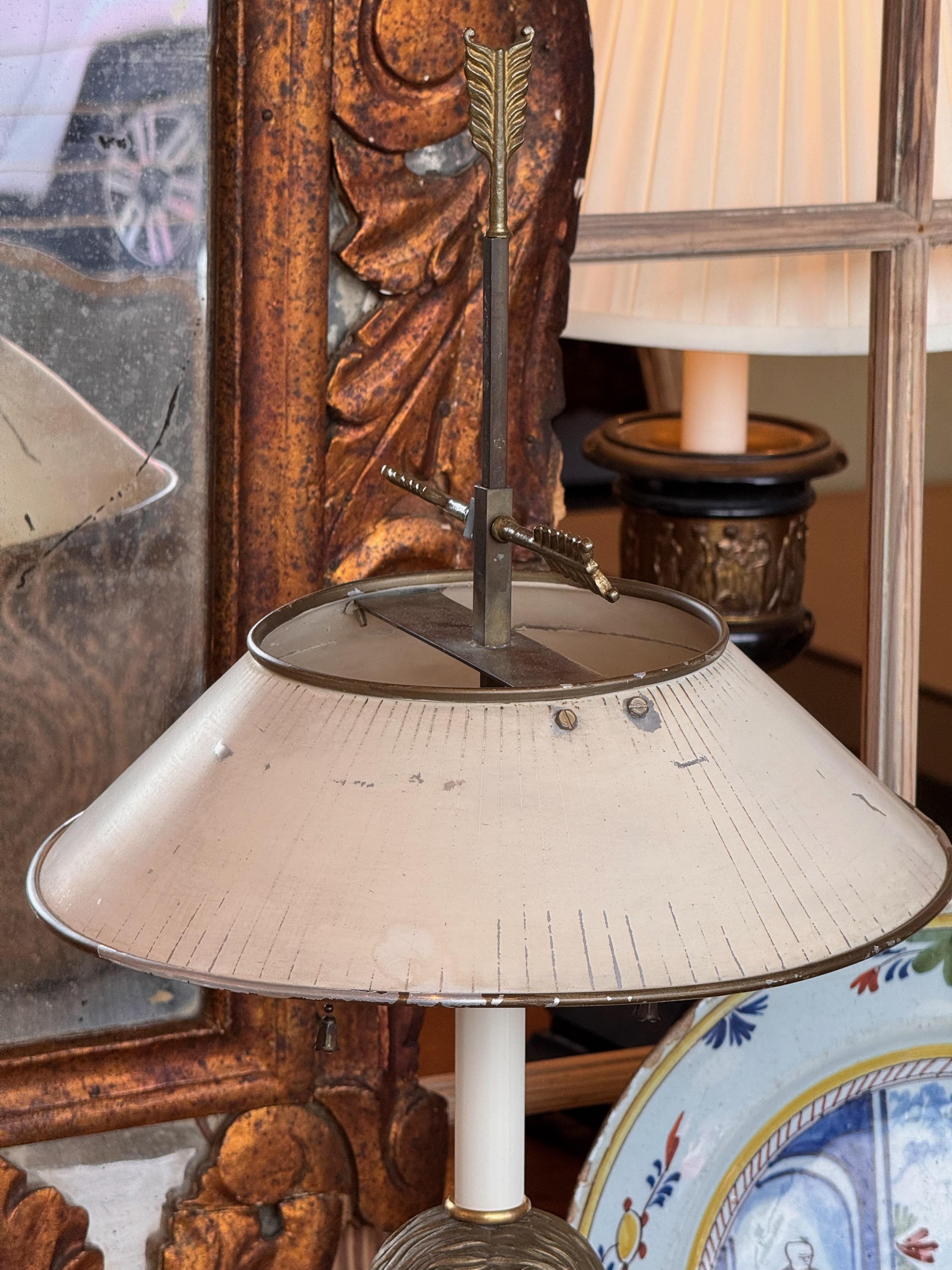 Bronze 1920s Neoclassical Faux Marble Base Lamp For Sale