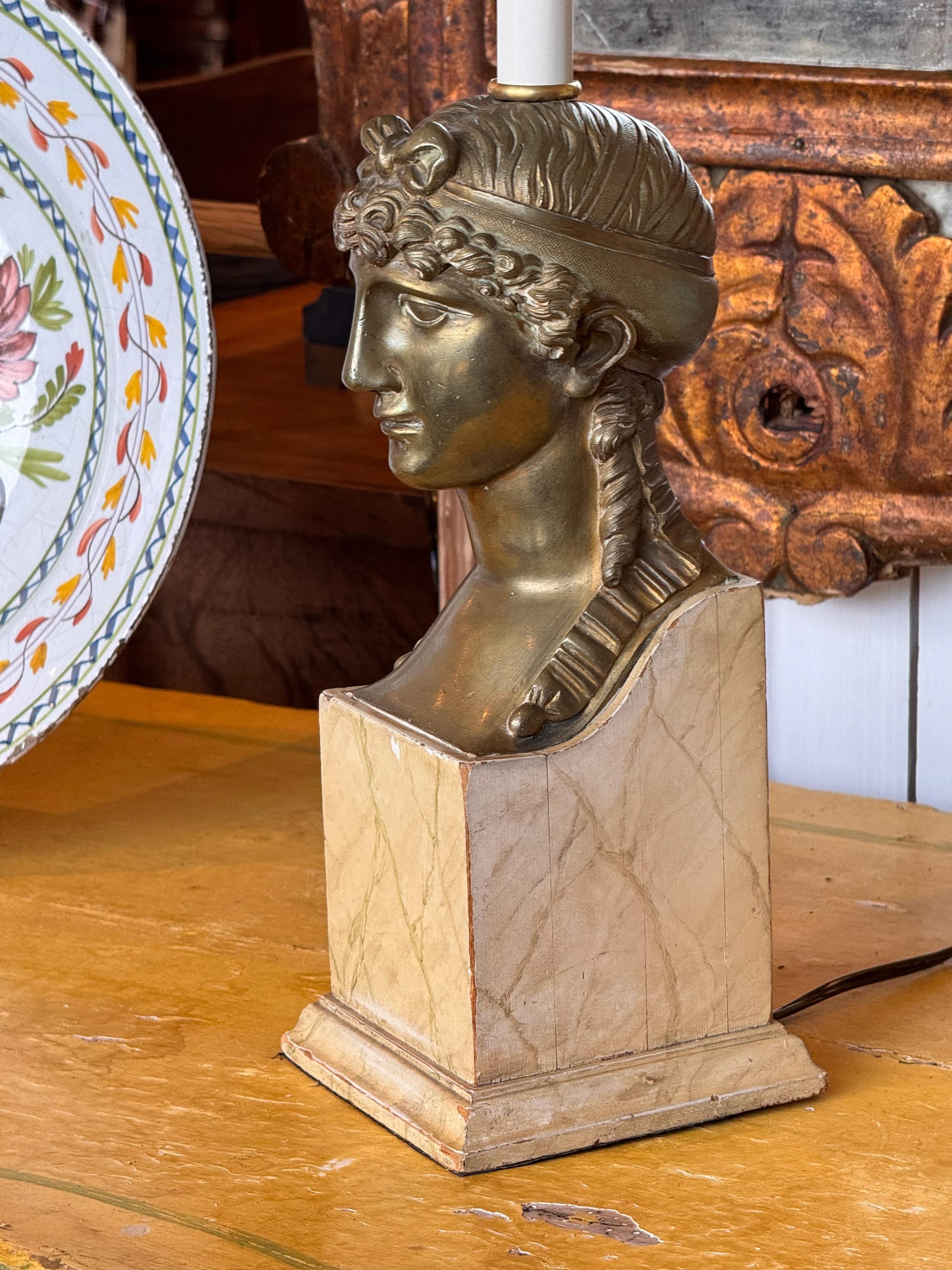 1920s Neoclassical Faux Marble Base Lamp For Sale 2