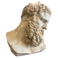 1920s Neoclassical Italian Plaster Bust of Ercole Farnese of Glicone of Athens