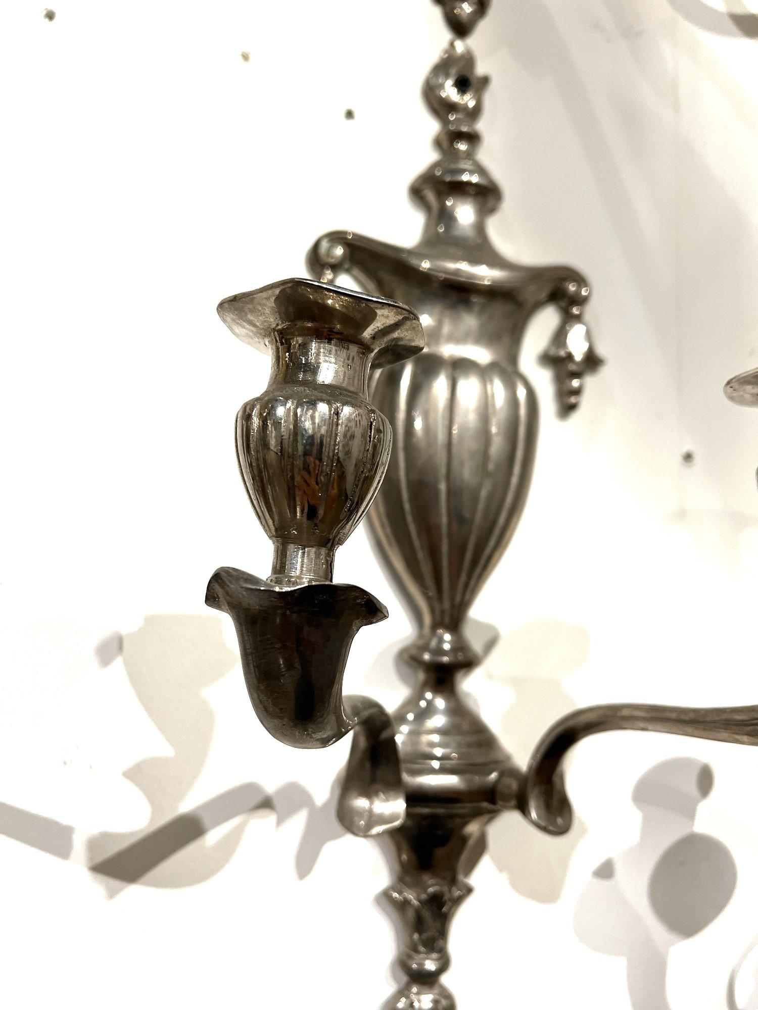 American 1920s Neoclassical Silver Sconces For Sale