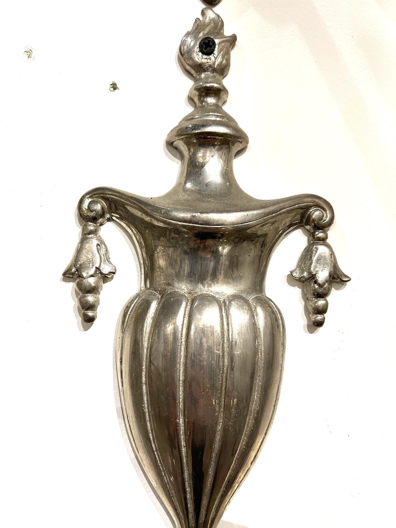 Plated 1920s Neoclassical Silver Sconces For Sale