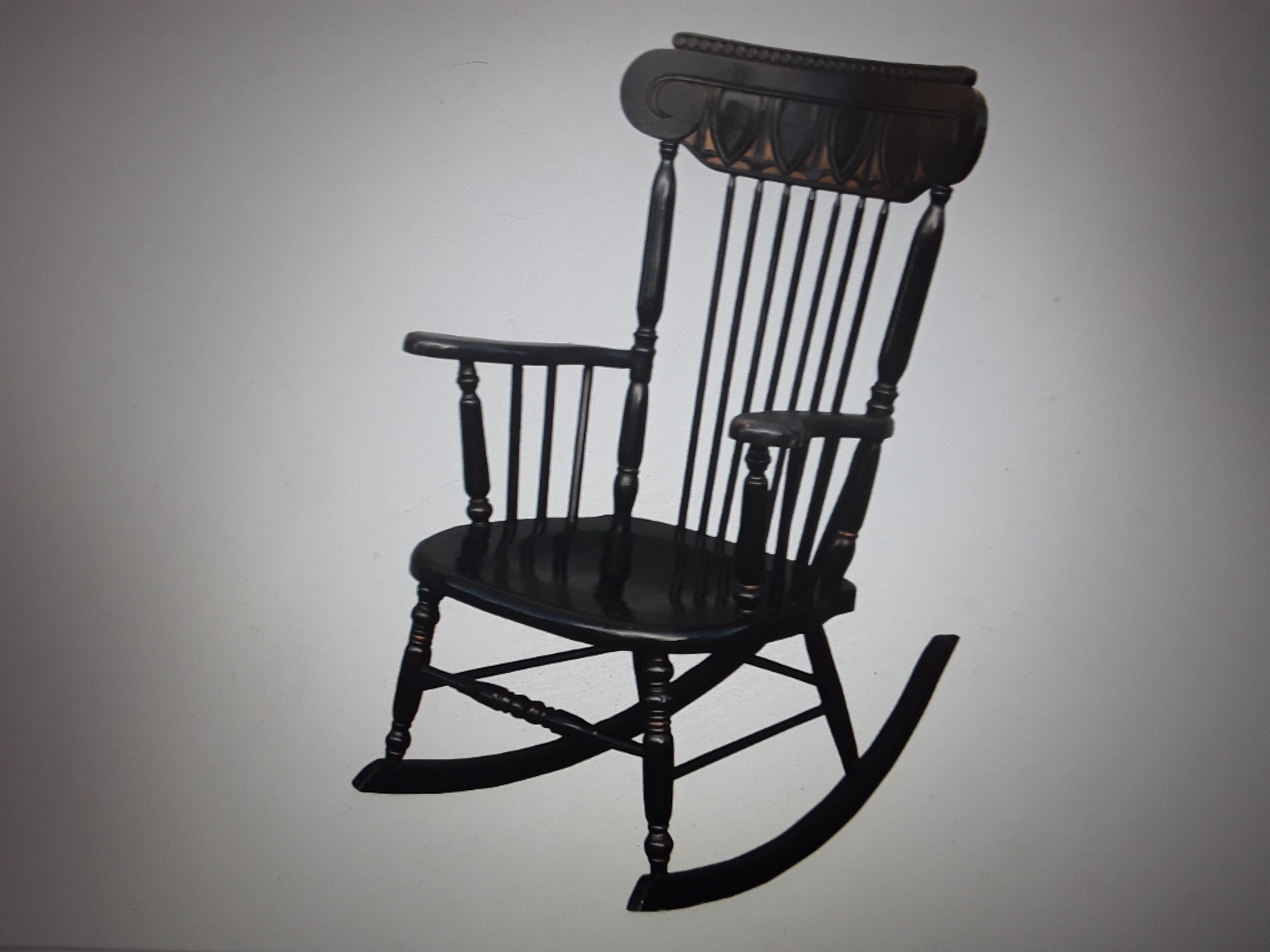 1920's Neoclassical style Ebonized & Gilt Wood Rocking Chair For Sale 5