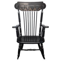1920's Neoclassical style Ebonized & Gilt Wood Rocking Chair