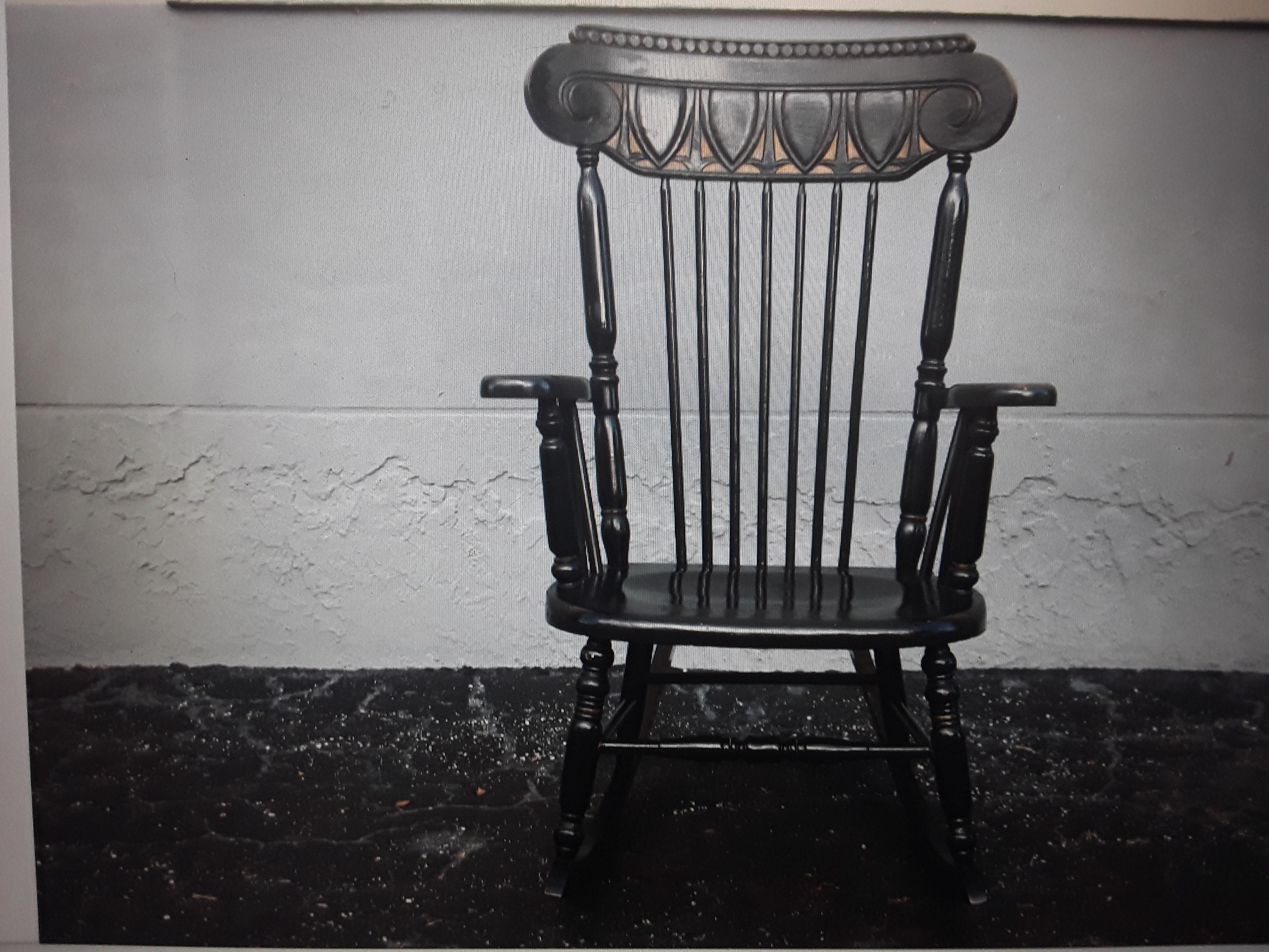 Early 20th Century 1920's Neoclassical style Ebonized & Gilt Wood Rocking Chair For Sale
