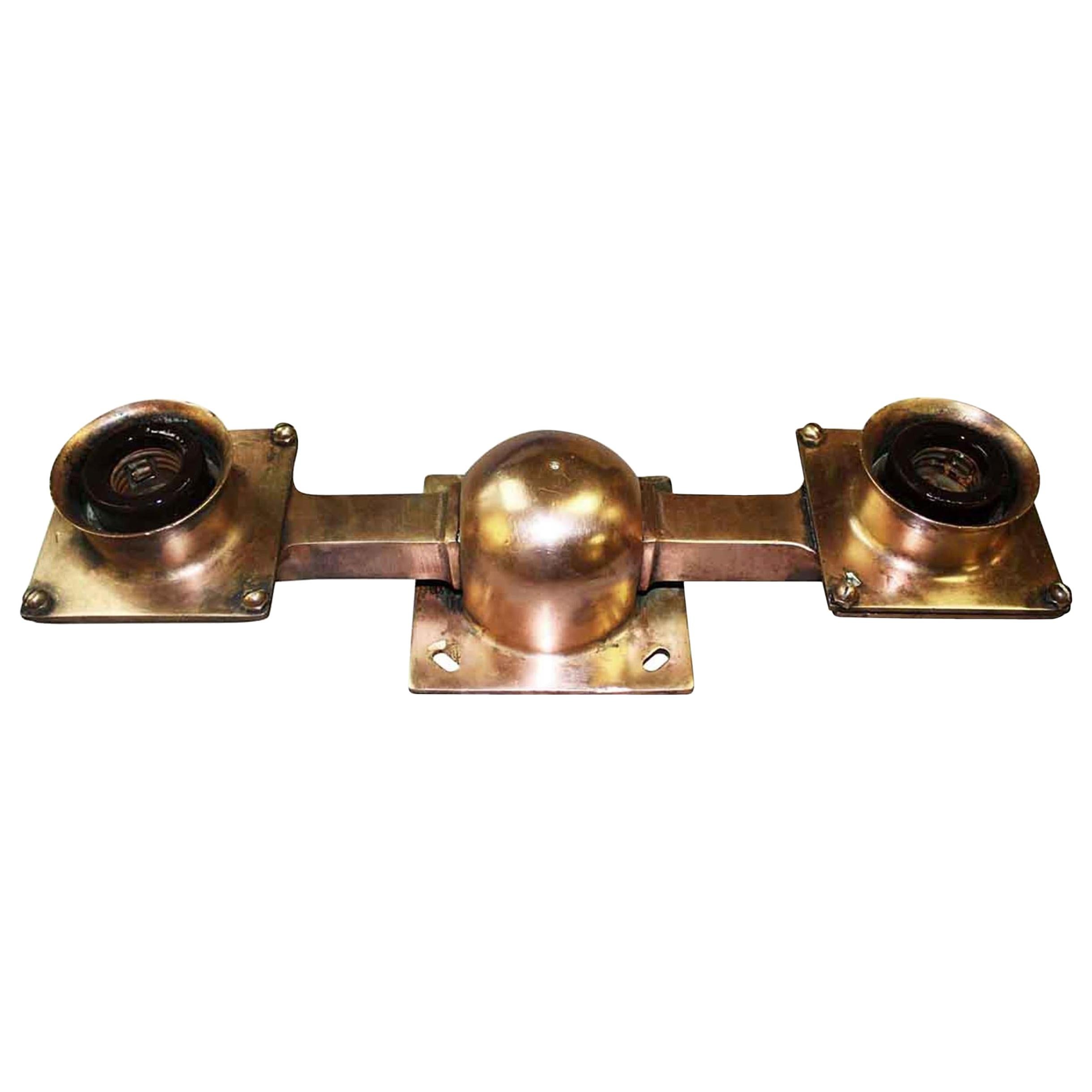 NYC Copper Plated Brass Subway Headed Subway Light For Sale