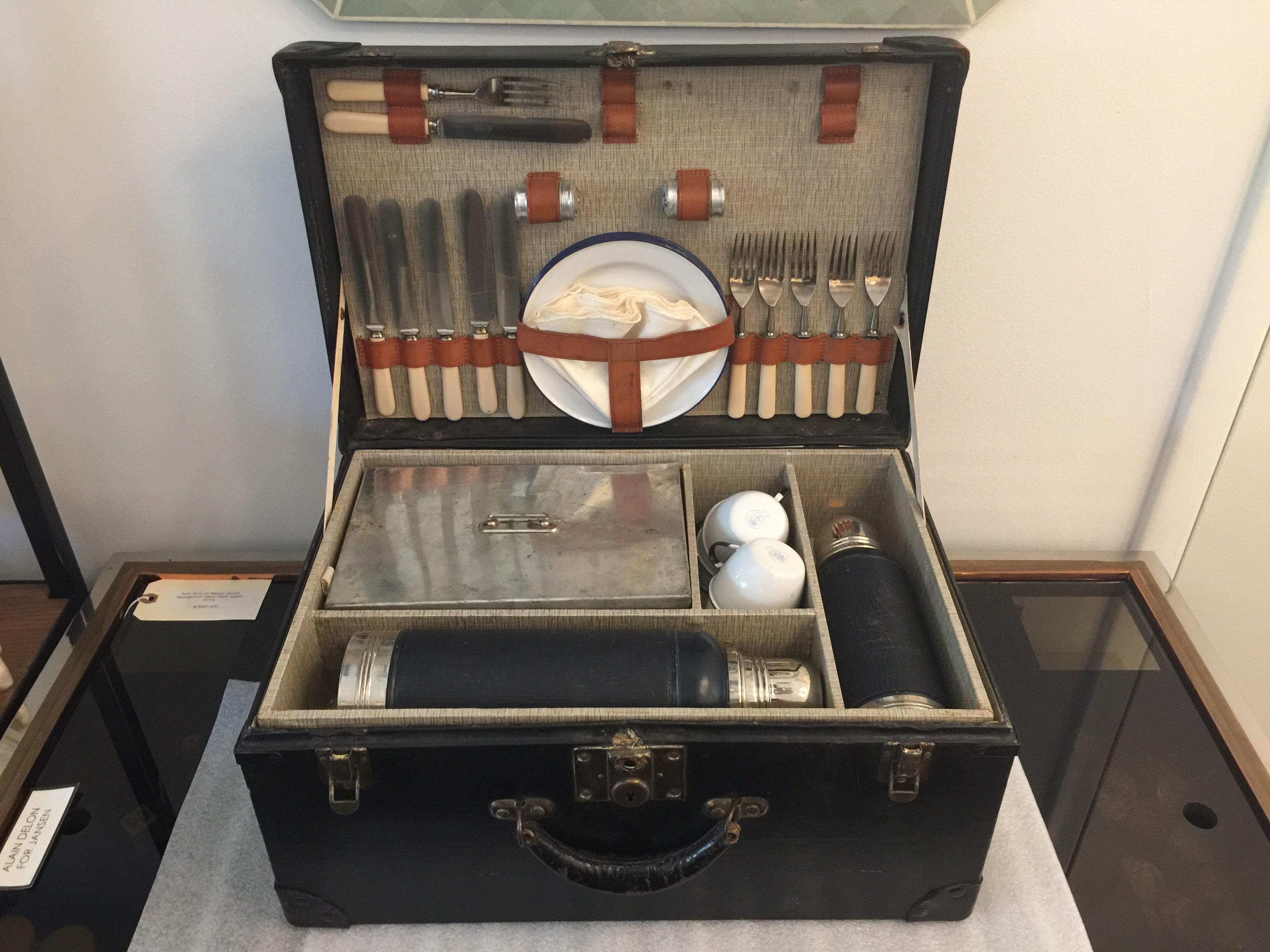 Enamel 1920s Novelty Picnic Set Trunk For Sale