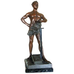 1920s Nude Male Warrior God Statue Lex