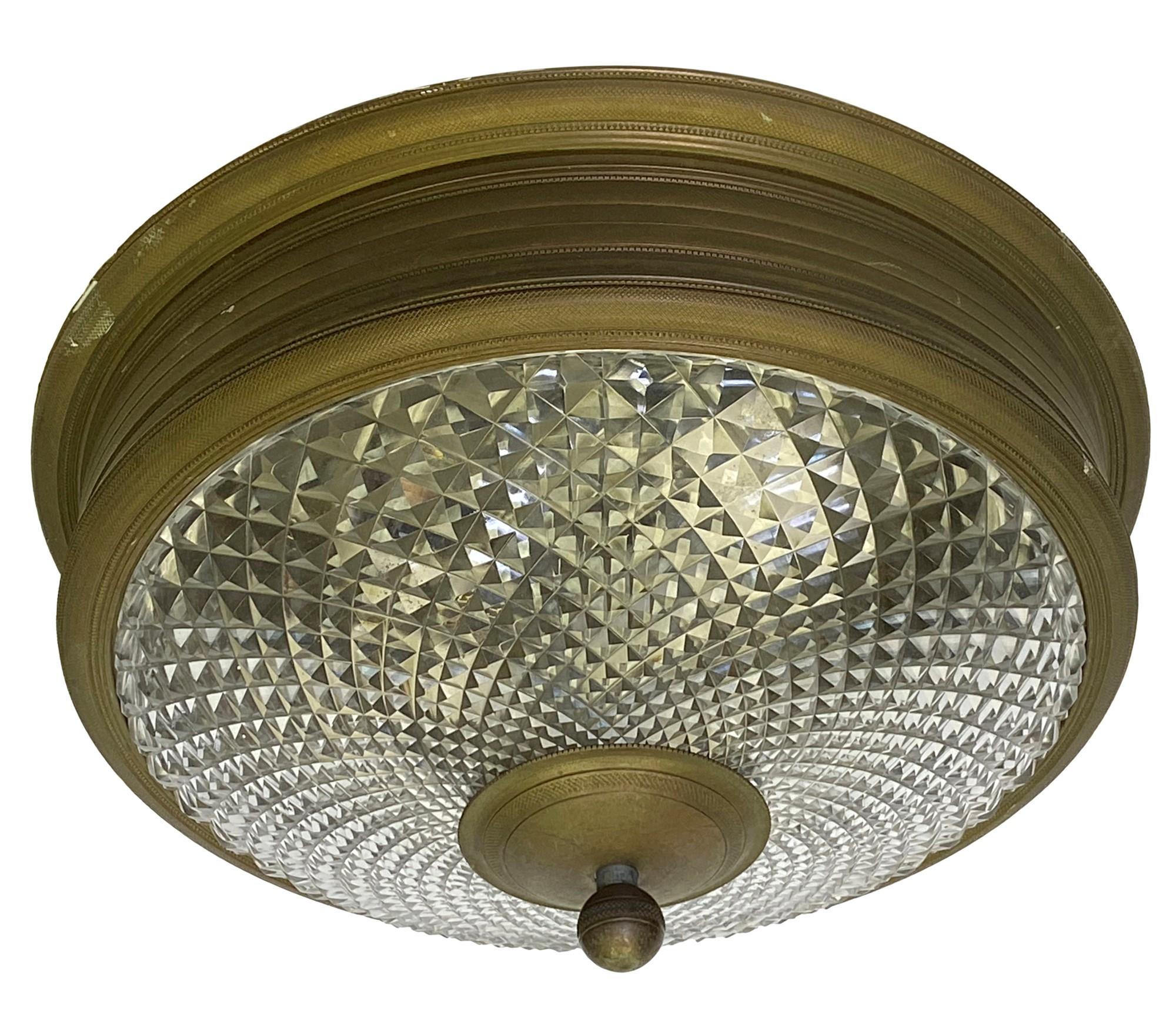This fixture designed by E.F. Caldwell was part of the original interior design of the Waldorf Astoria, Park Ave. The detail in both the crystal and the bronze is crisp and well preserved. Price includes wiring and cleaning. Priced each. Waldorf