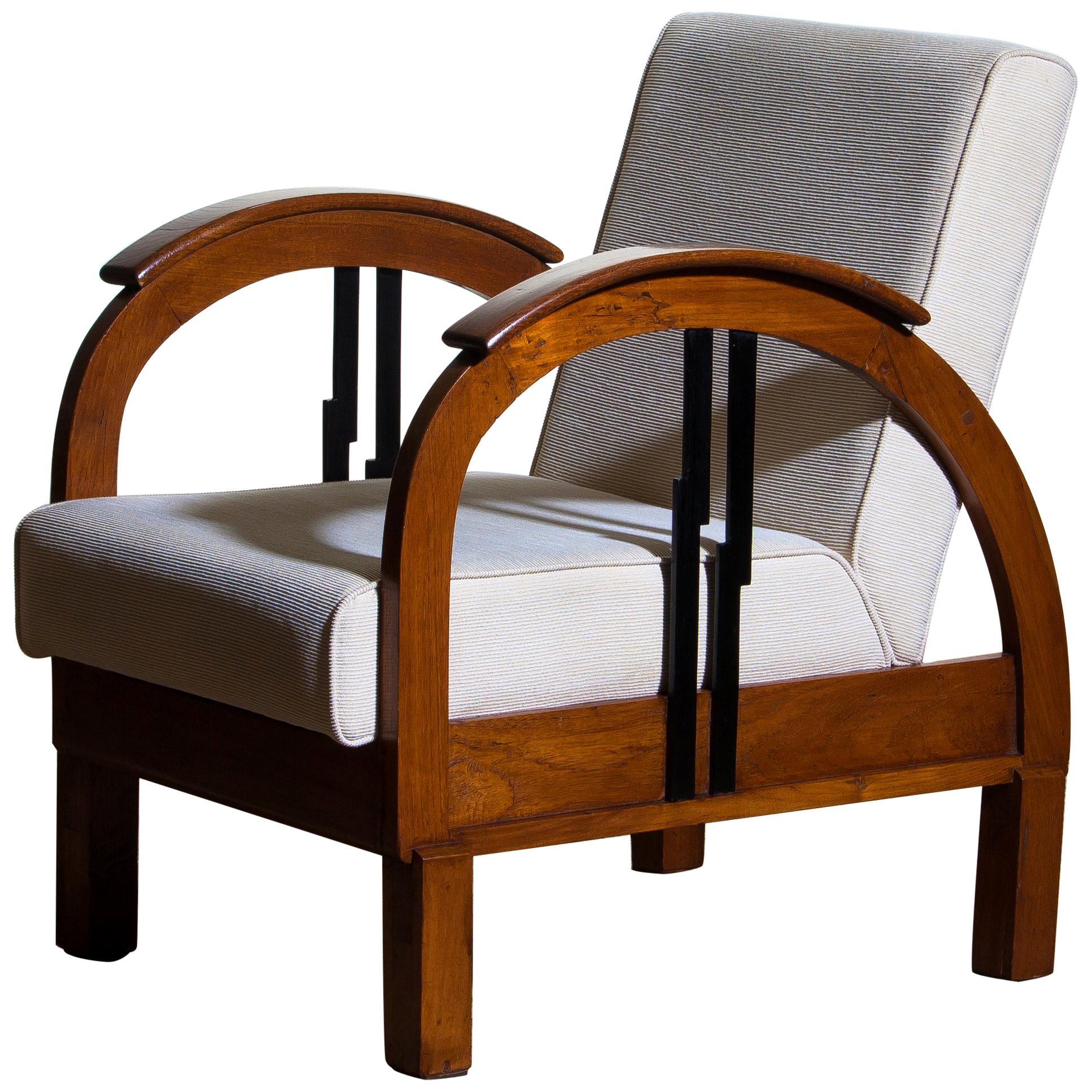 1920s, Oak Art Deco Club Lounge Armchair In Good Condition In Silvolde, Gelderland