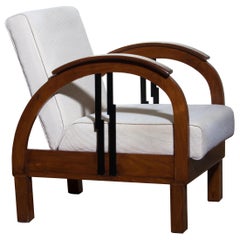 1920s, Oak Art Deco Club Lounge Armchair