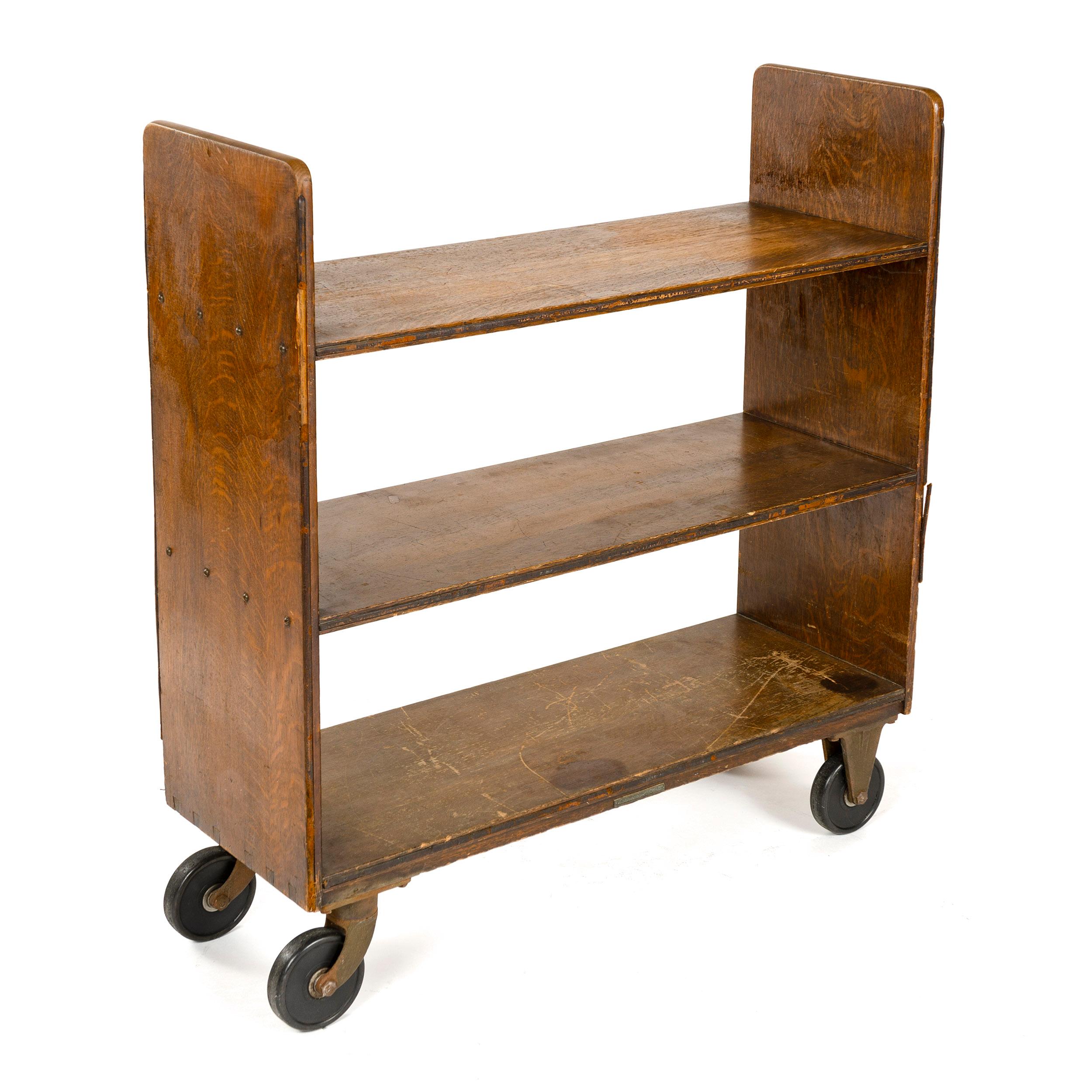 vintage wooden library cart