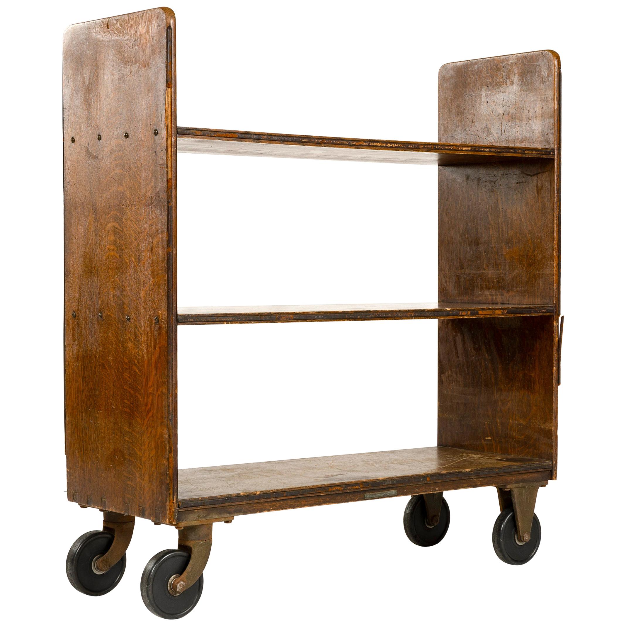 1920s Oak Book Trolly by Library Bureau SoleMakers