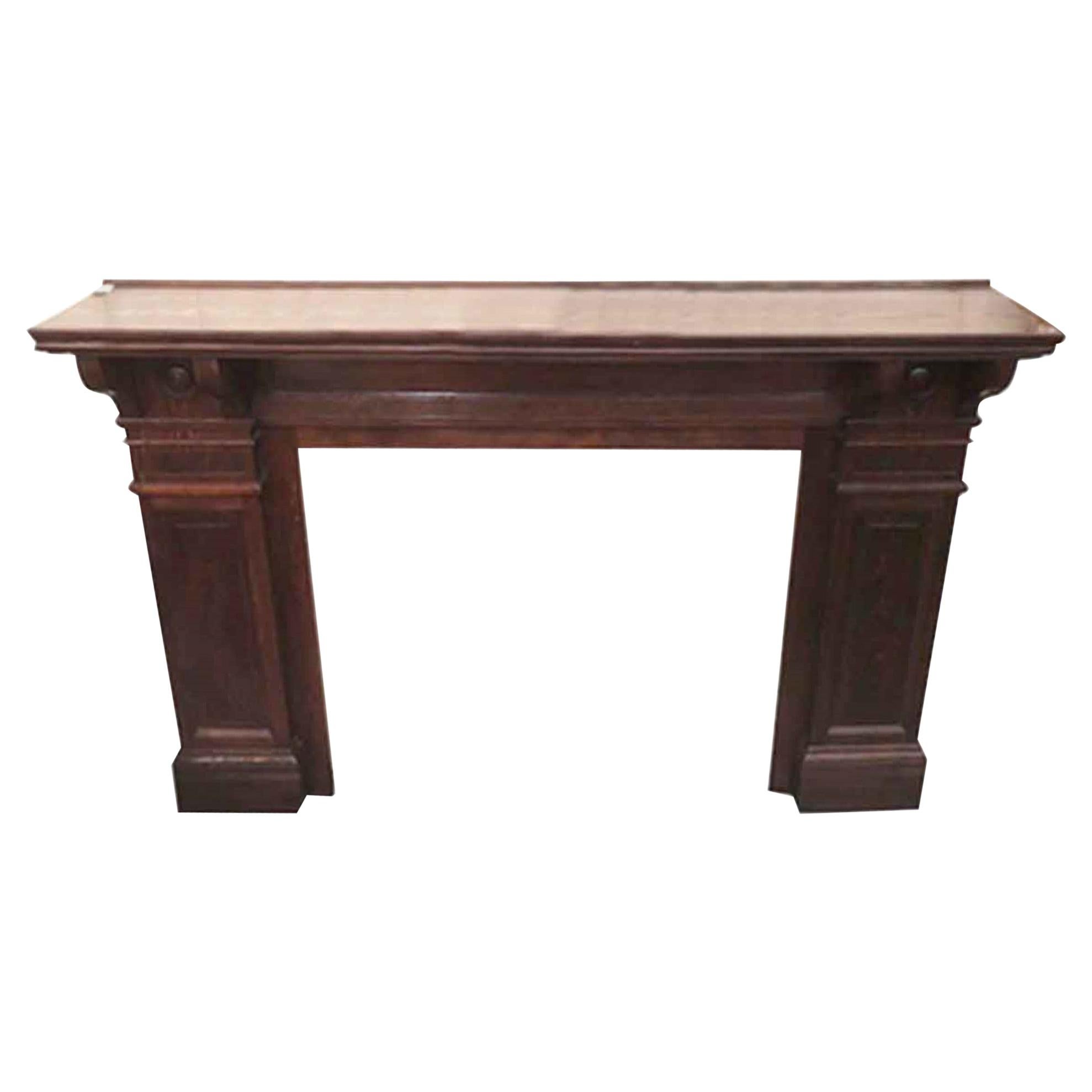 1920s Oak Mantel with Dark Stain and Bulls Eye Details from W. 85th St Manhattan