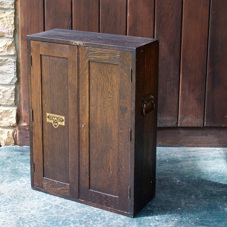 1920s Oak Stanley Tools Wall Cabinet Box Vintage ...