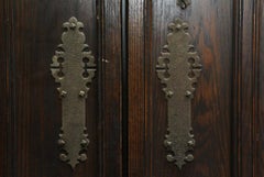 1920s Oak Wine Cellar Double Entry Doors with Gothic Arch