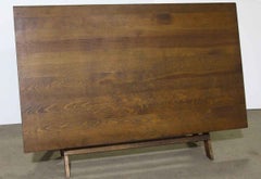 1920s Oak Wooden Architect Drafting Table with Adjustable Wooden Base