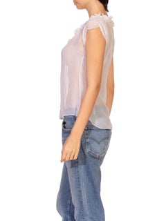 1920S Off White Silk Top With Bow Neck Detailing