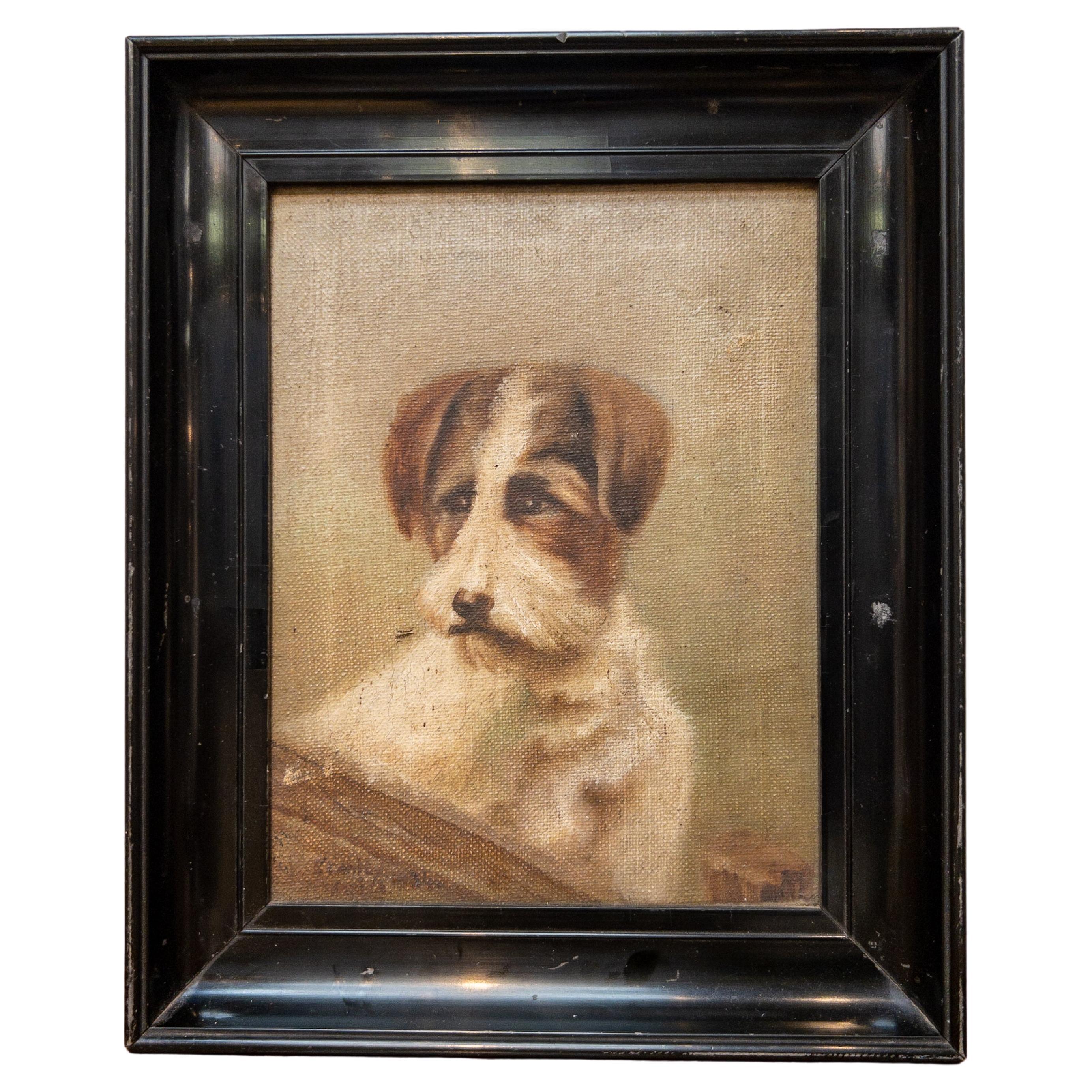 1920’s Oil on Canvas English Terrier For Sale