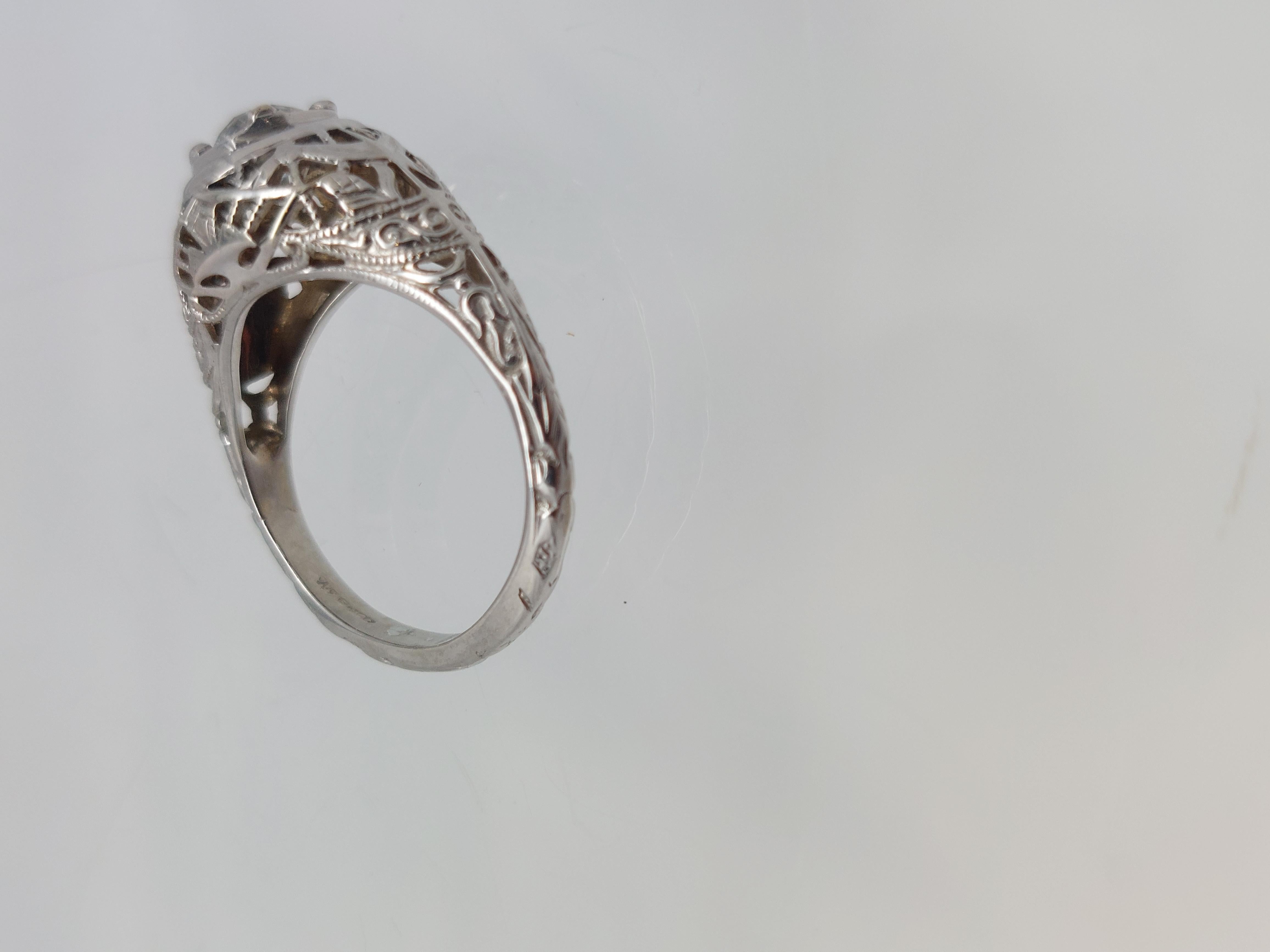 1920's Old European Diamond Filigree Ring For Sale 4