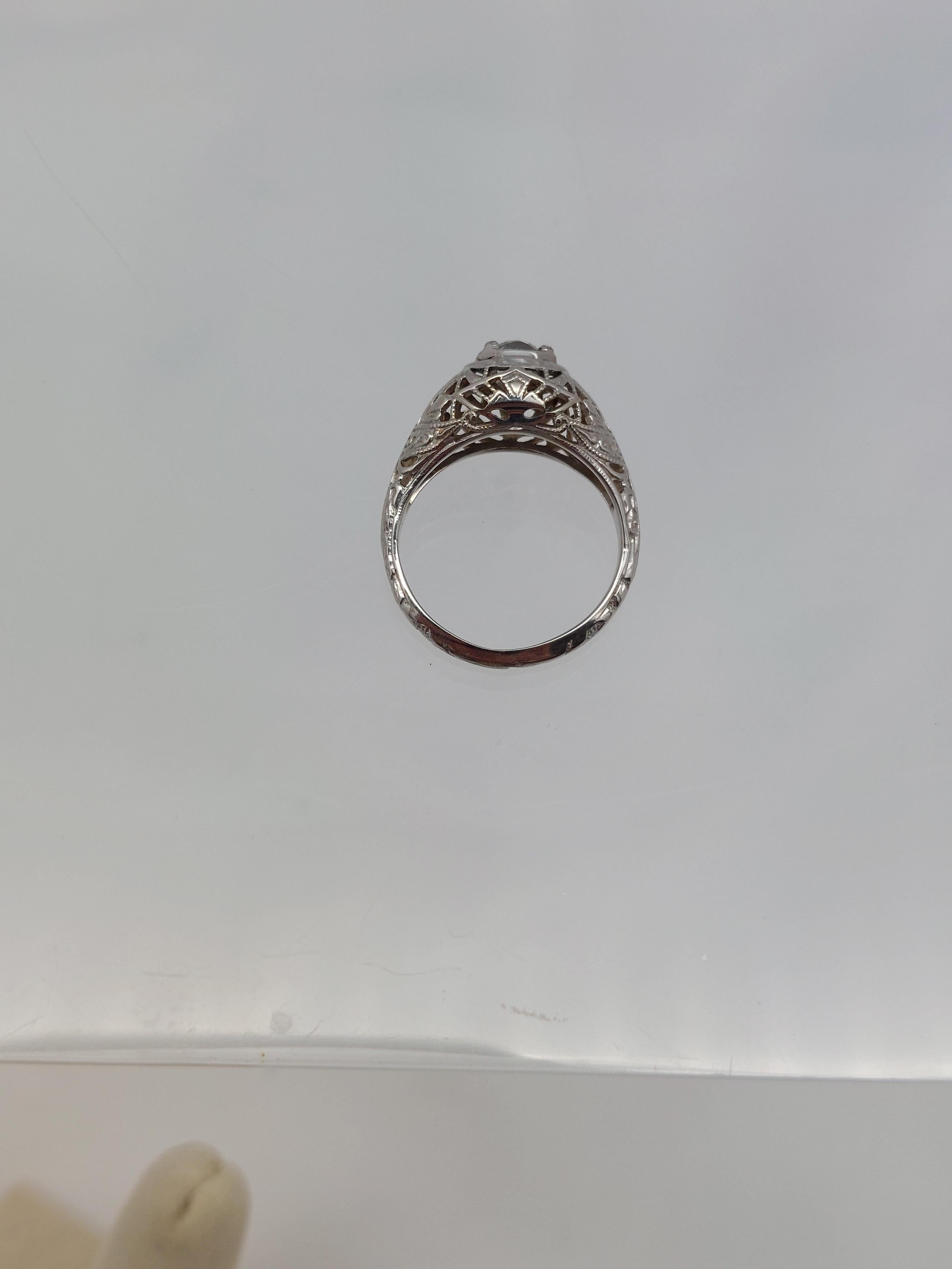 1920's Old European Diamond Filigree Ring For Sale 5