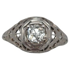 1920's Old European Diamond Filigree Ring