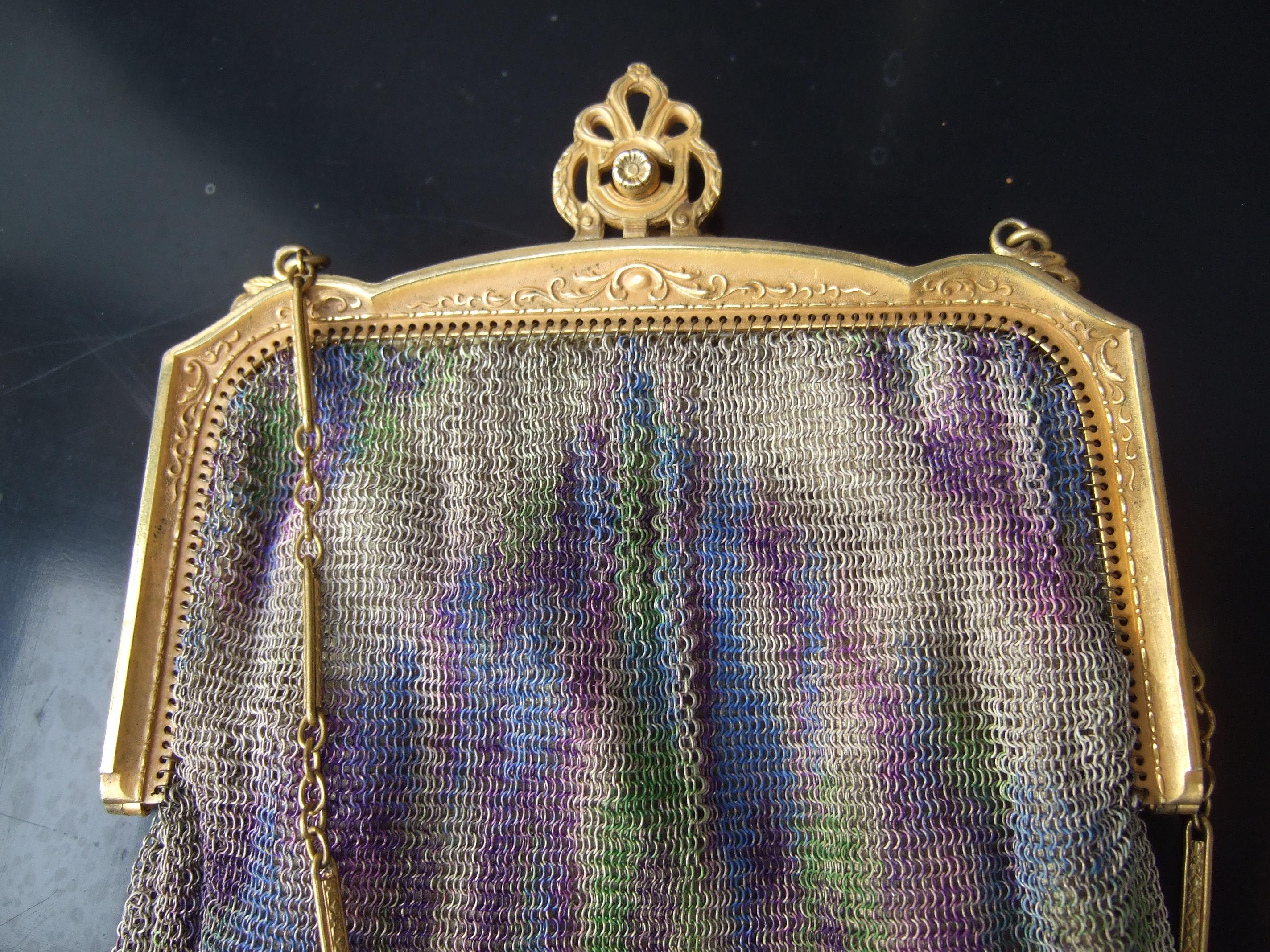 1920s Opulent Art Deco Whiting & Davis Chain Mail Evening Bag  2