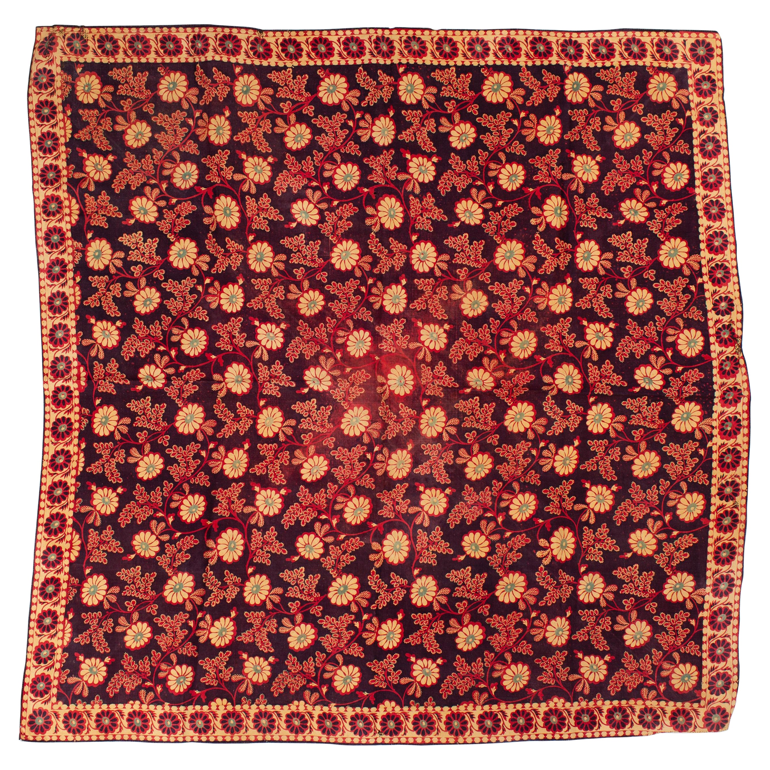 1920S Organic Cotton Antique Vegetable Dyed Scarf For Sale
