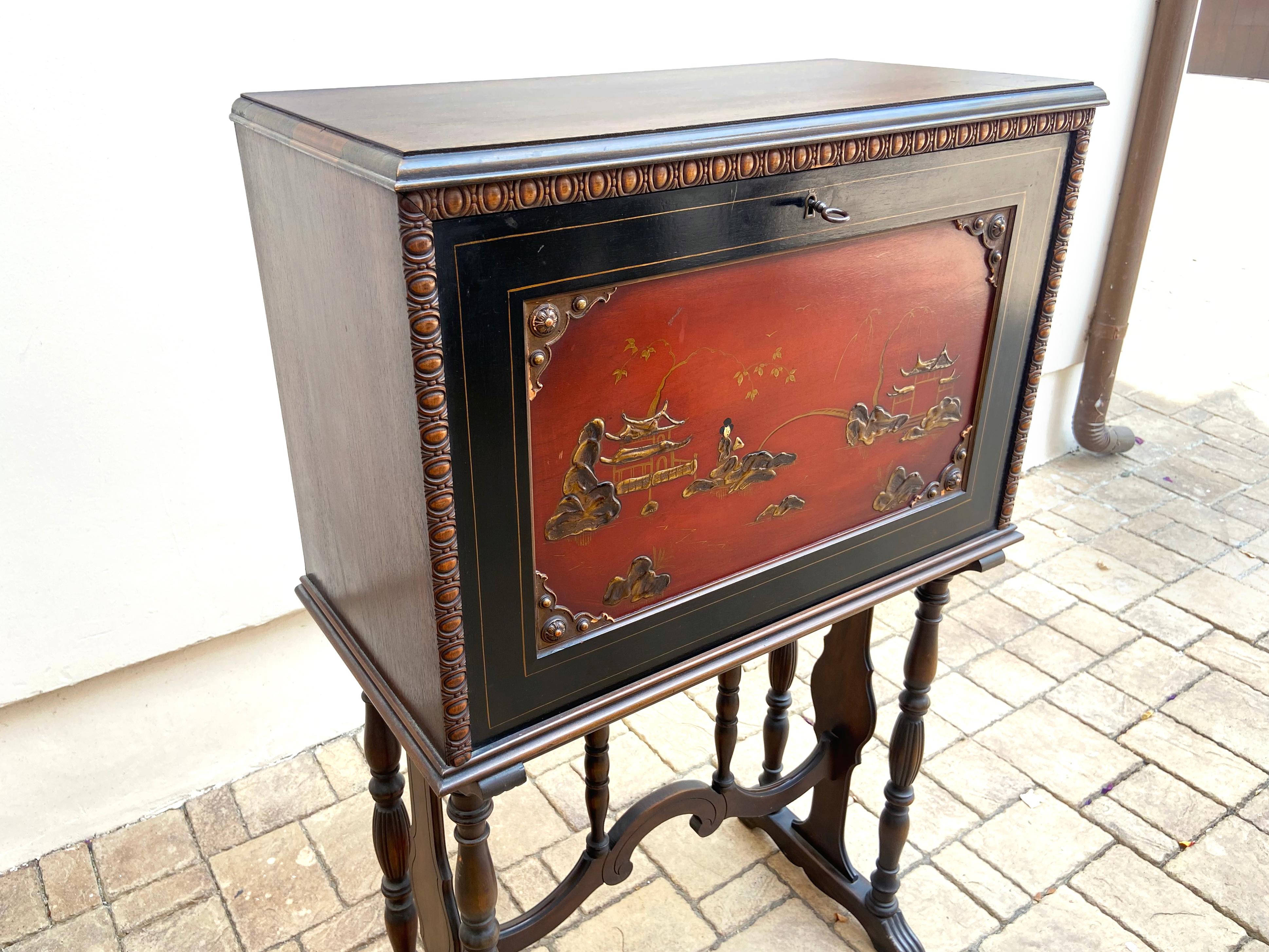 North American 1920s Chinoiserie Writing Desk by Rockford Furniture For Sale