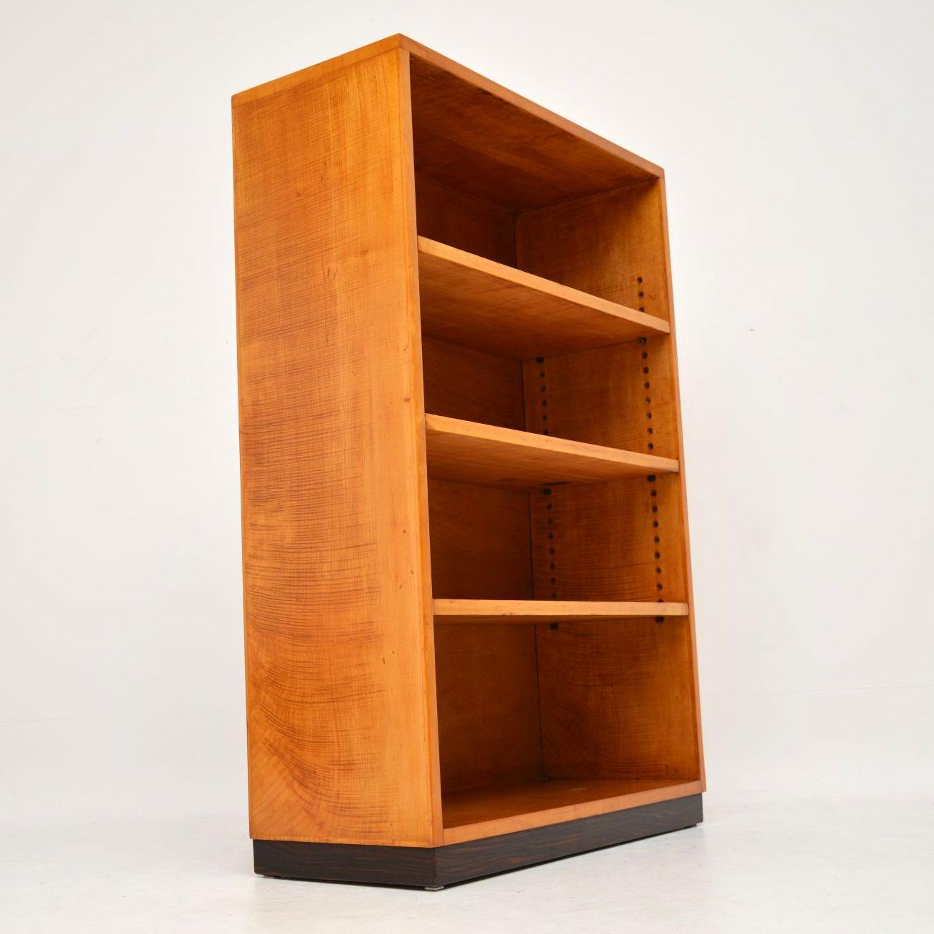 British 1920s Original Art Deco Bookcase in Satin Birch and Rosewood