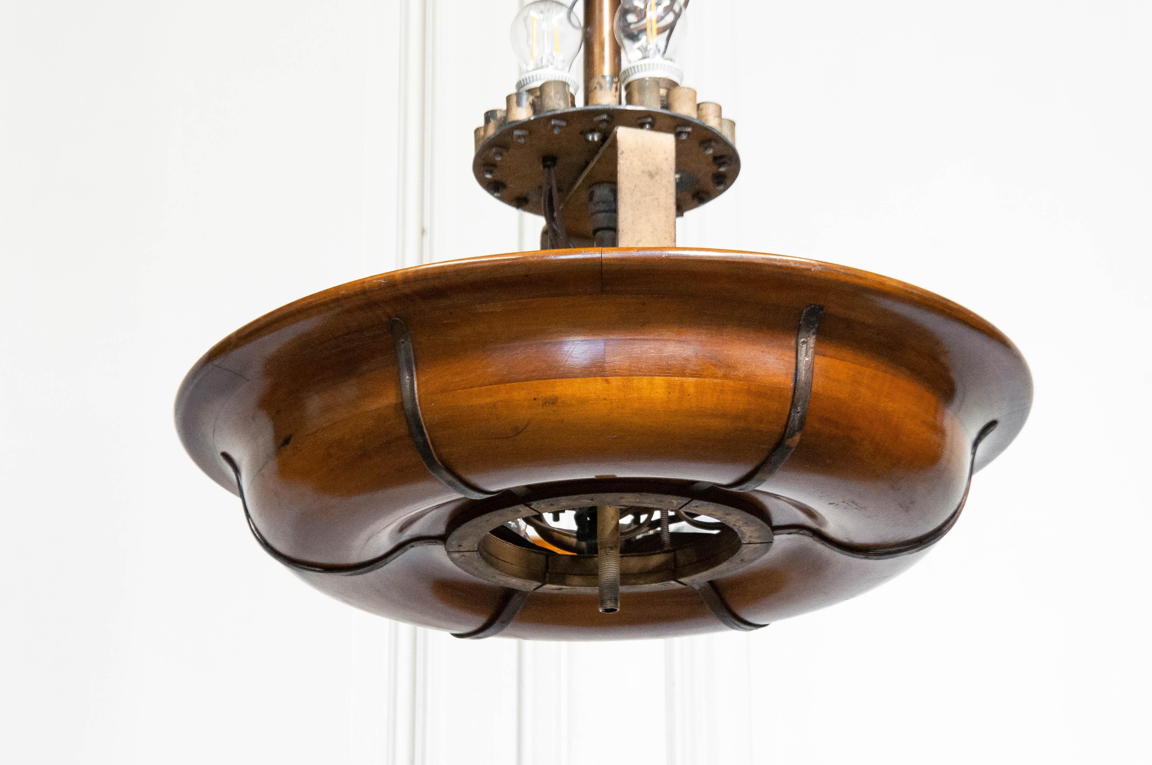 1920s, Original  Art Deco Palm Chandelier , Belgium For Sale 12