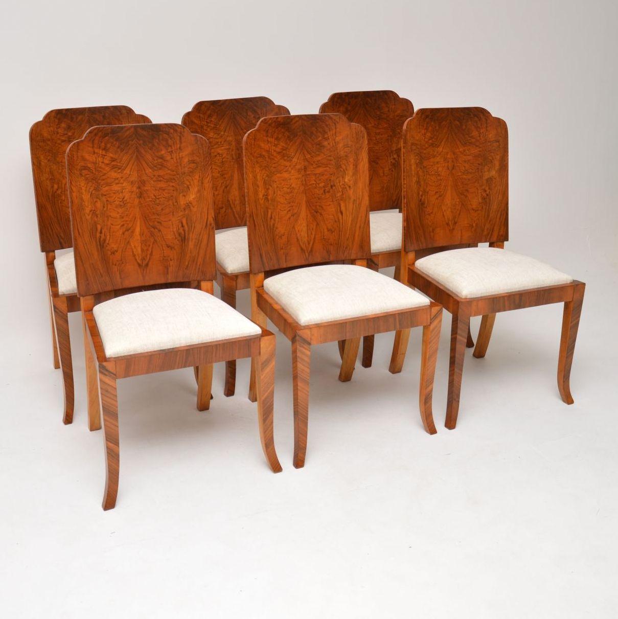 1920s Original Art Deco Walnut Dining Table and Chairs 7