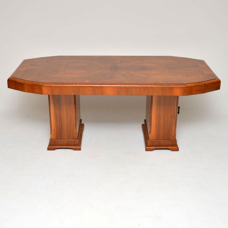 1920s Original Art Deco Walnut Dining Table and Chairs For Sale at 1stDibs