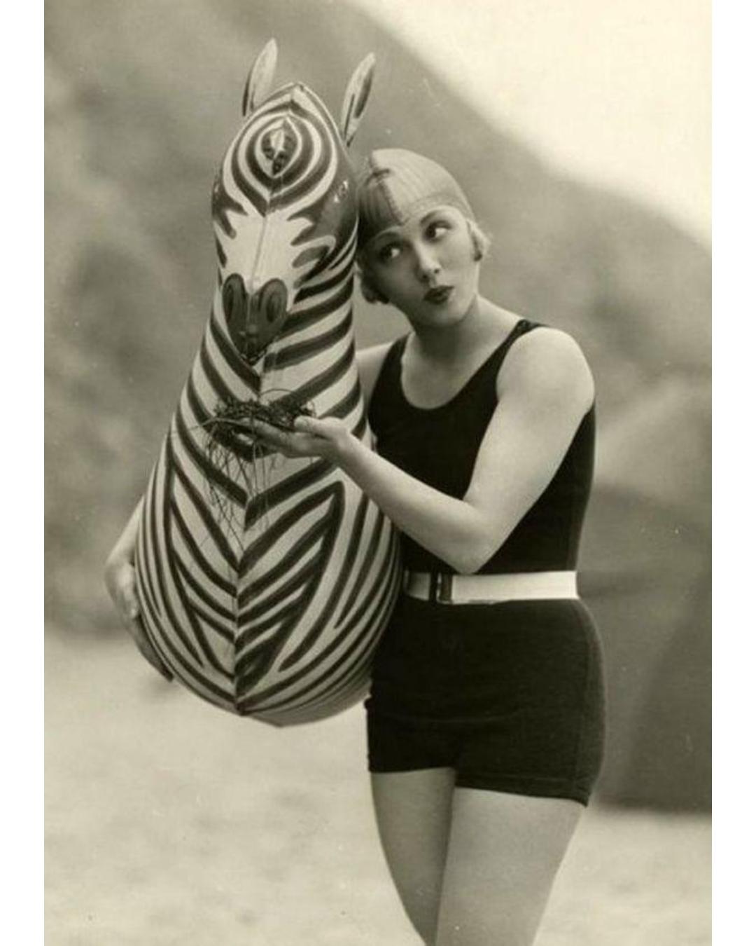 1920s Original Black Woollen Ladies Swimsuit For Sale 1