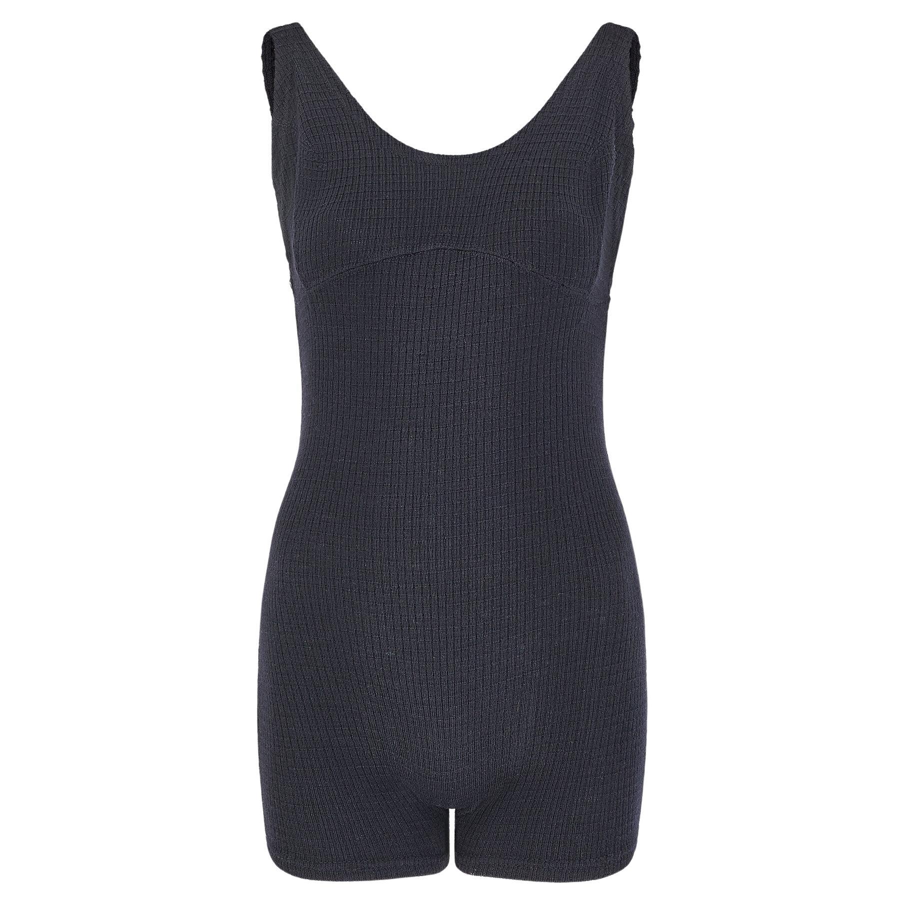 1920s Original Black Woollen Ladies Swimsuit