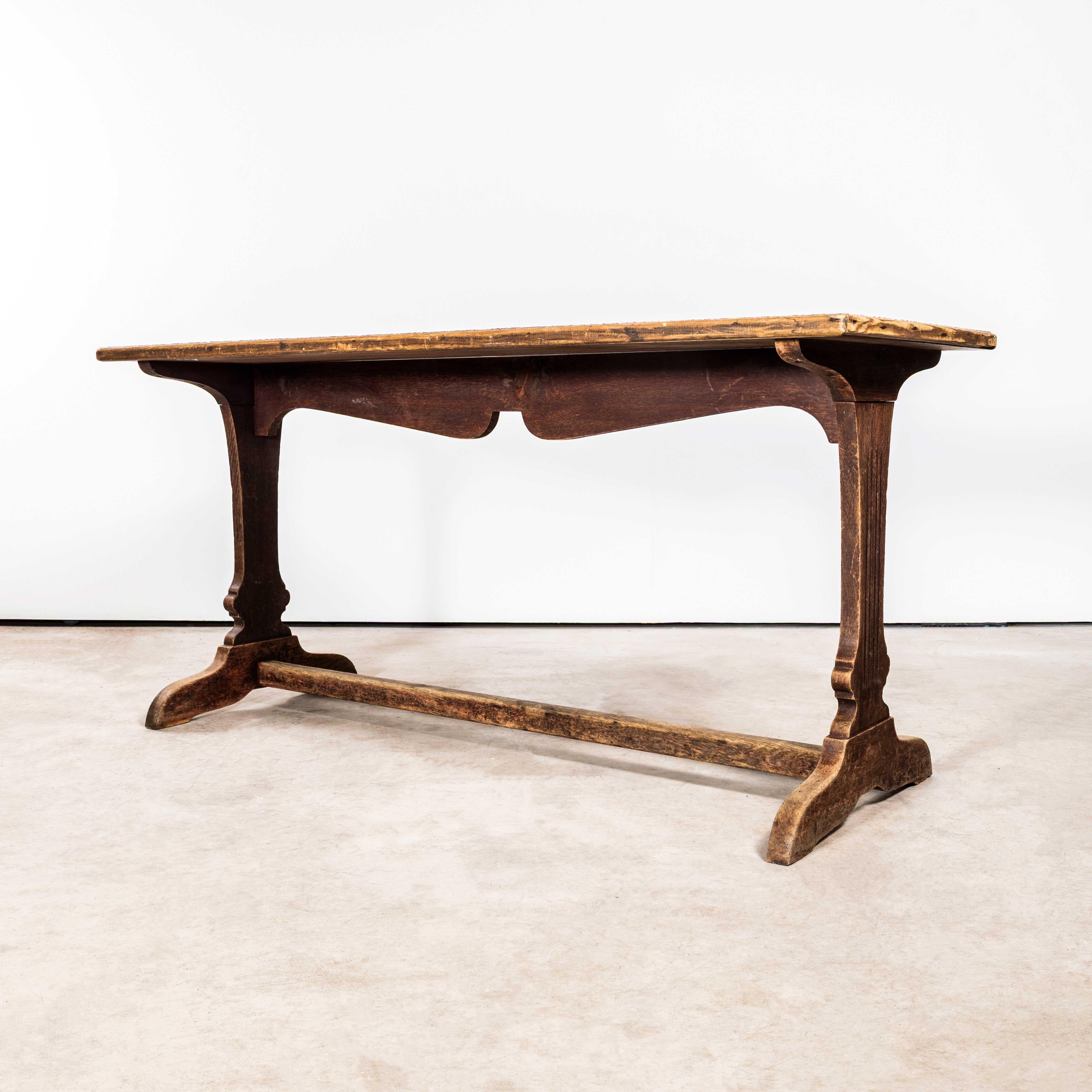 Oak 1920's Original French Café Tables - Speckled Tops For Sale