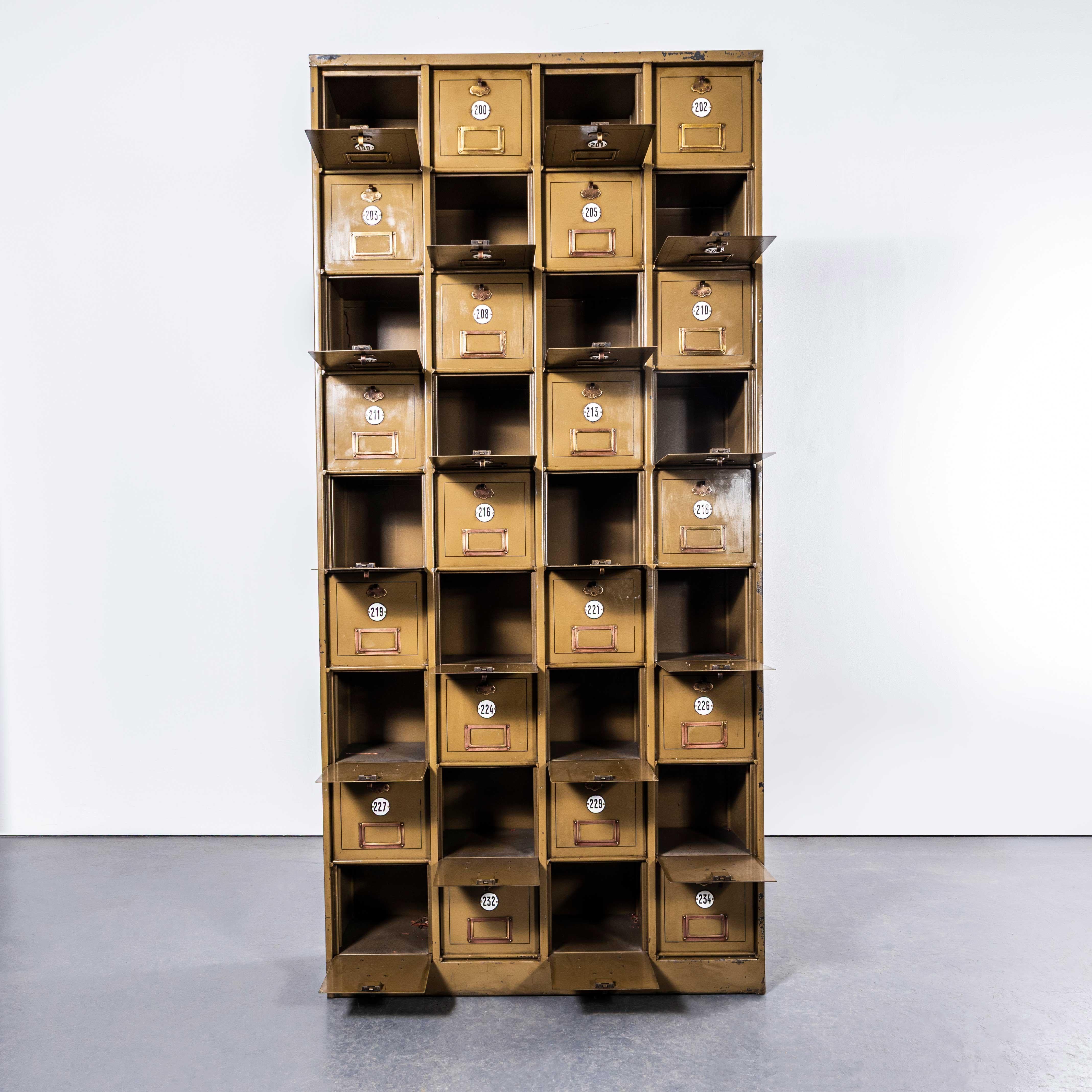 Sheet Metal 1920's Original French Industrial Metal Cabinet - Thirty Six Klappets For Sale