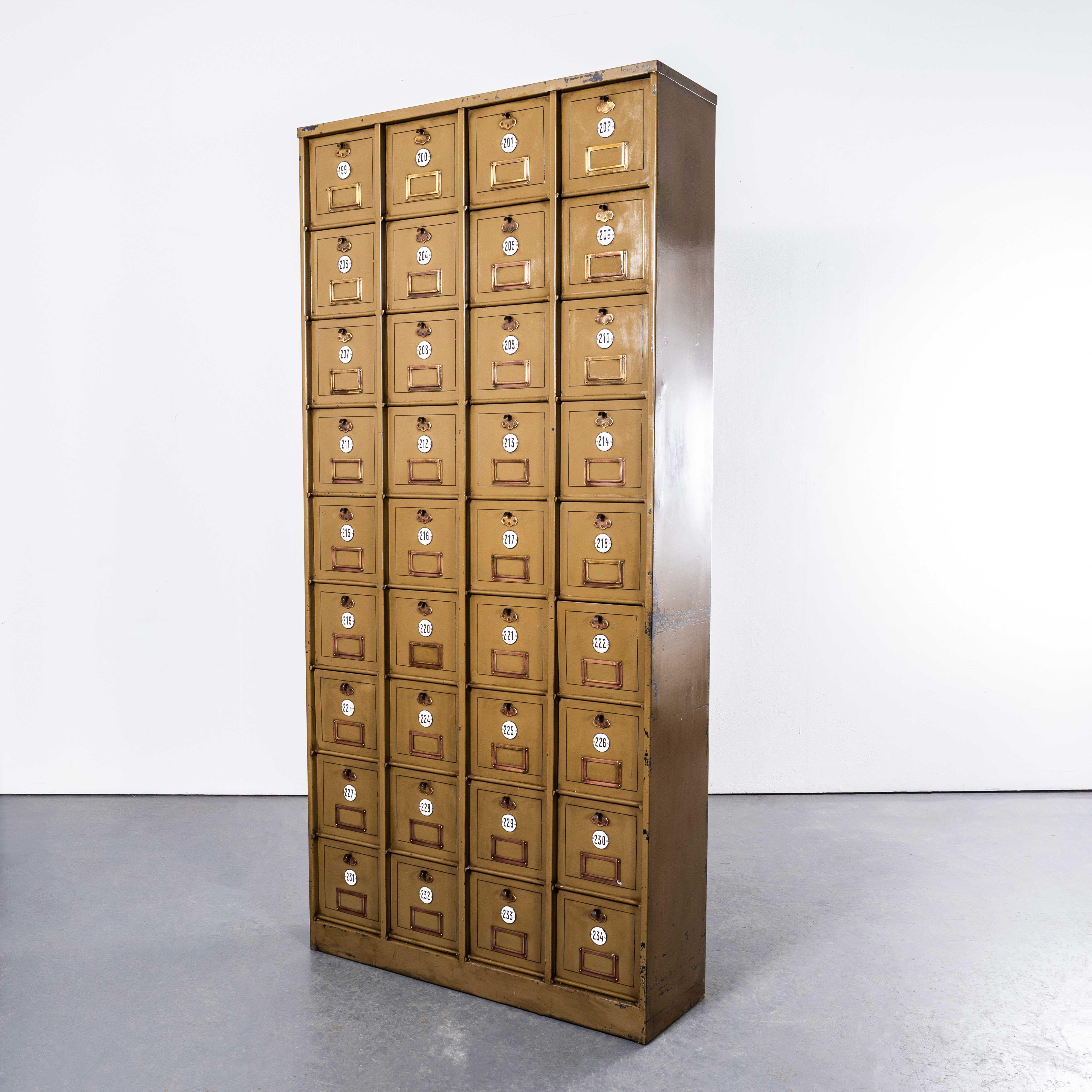 1920's Original French Industrial Metal Cabinet - Thirty Six Klappets For Sale 3
