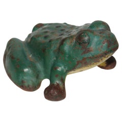 1920's Original Painted Iron Frog Doorstop